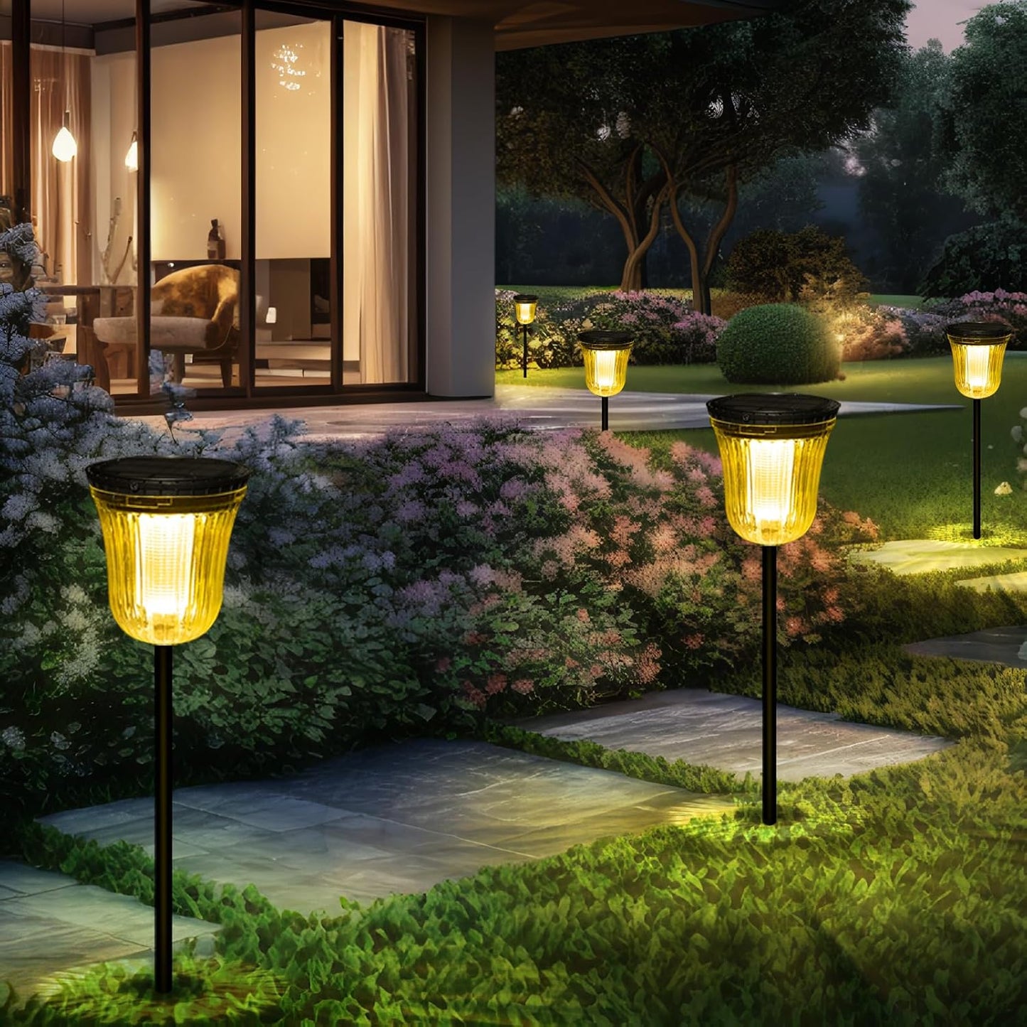 Solar Pathway Lights Outdoor, Solar Lights Outdoor Waterproof IP65, 200 LM Auto On/Off Solar Lights Garden,Outdoor Solar Lights for Yard Garden Walkway Driveway Path