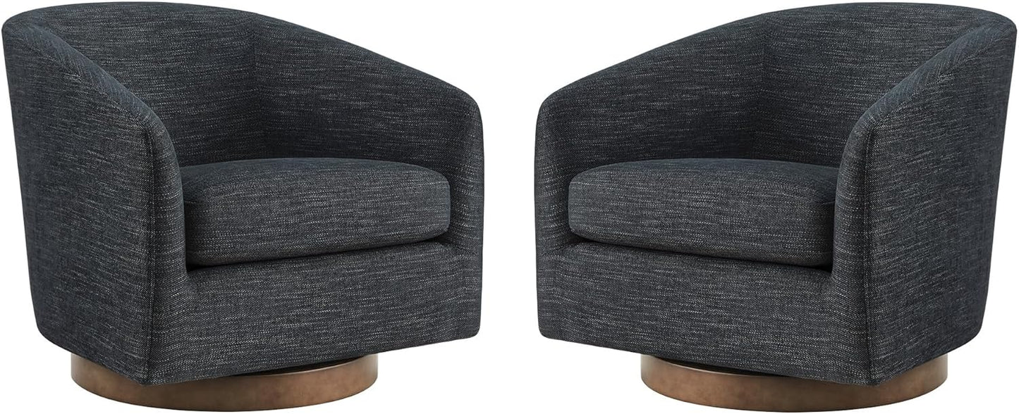CHITA Swivel Accent Chair Set of 2, FSC Certified Upholstered Fabric Barrel Chair for Living Room, Fully Assembled, Midnight