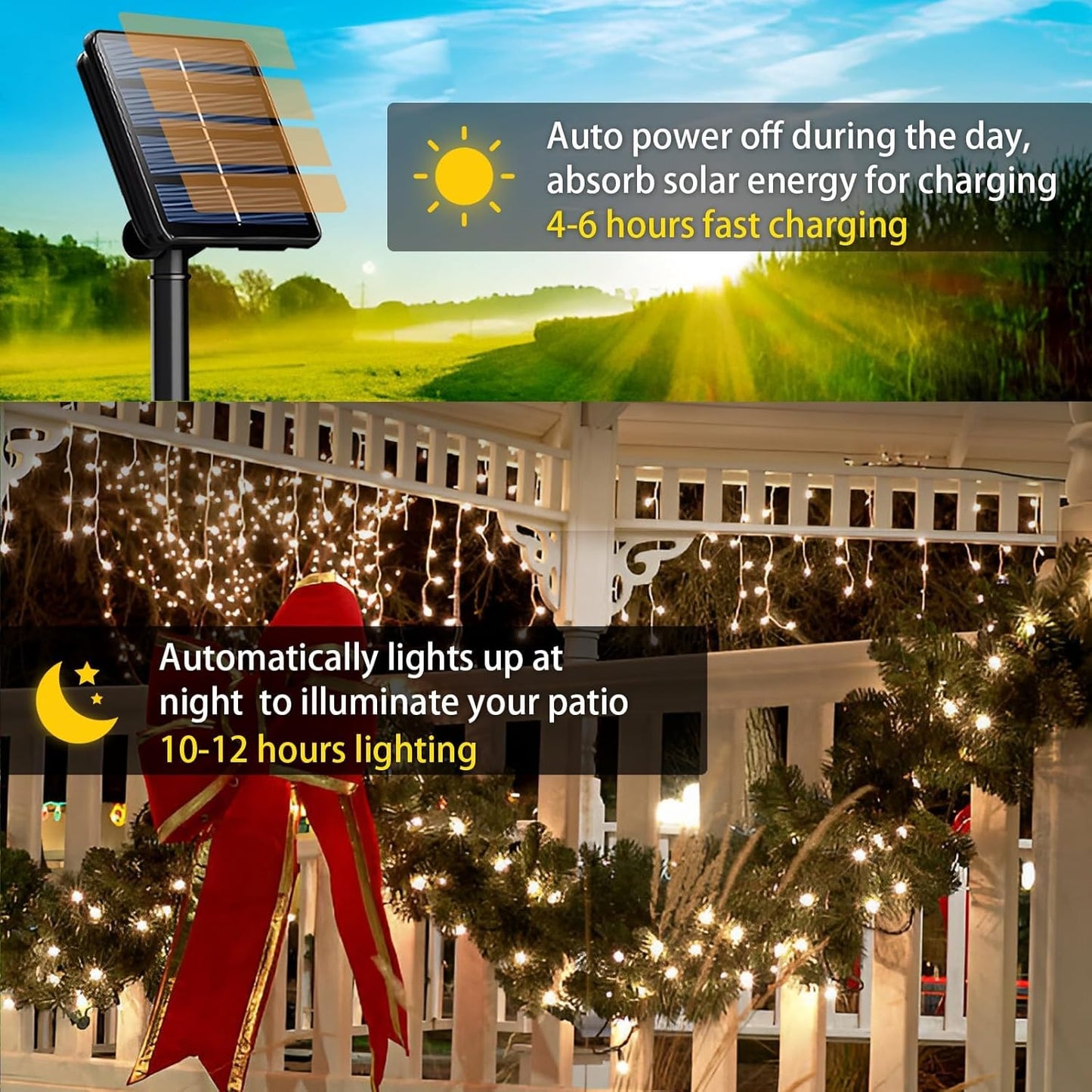 4 Pack Solar String Lights Outdoor, 400 LED Extra-Long 156Ft Solar Lights Outdoor with 8 Lighting Modes, IP65 Waterproof for Garden, Patio, Xmas, Balcony, Tree, Wedding, Party Decor (Warm)