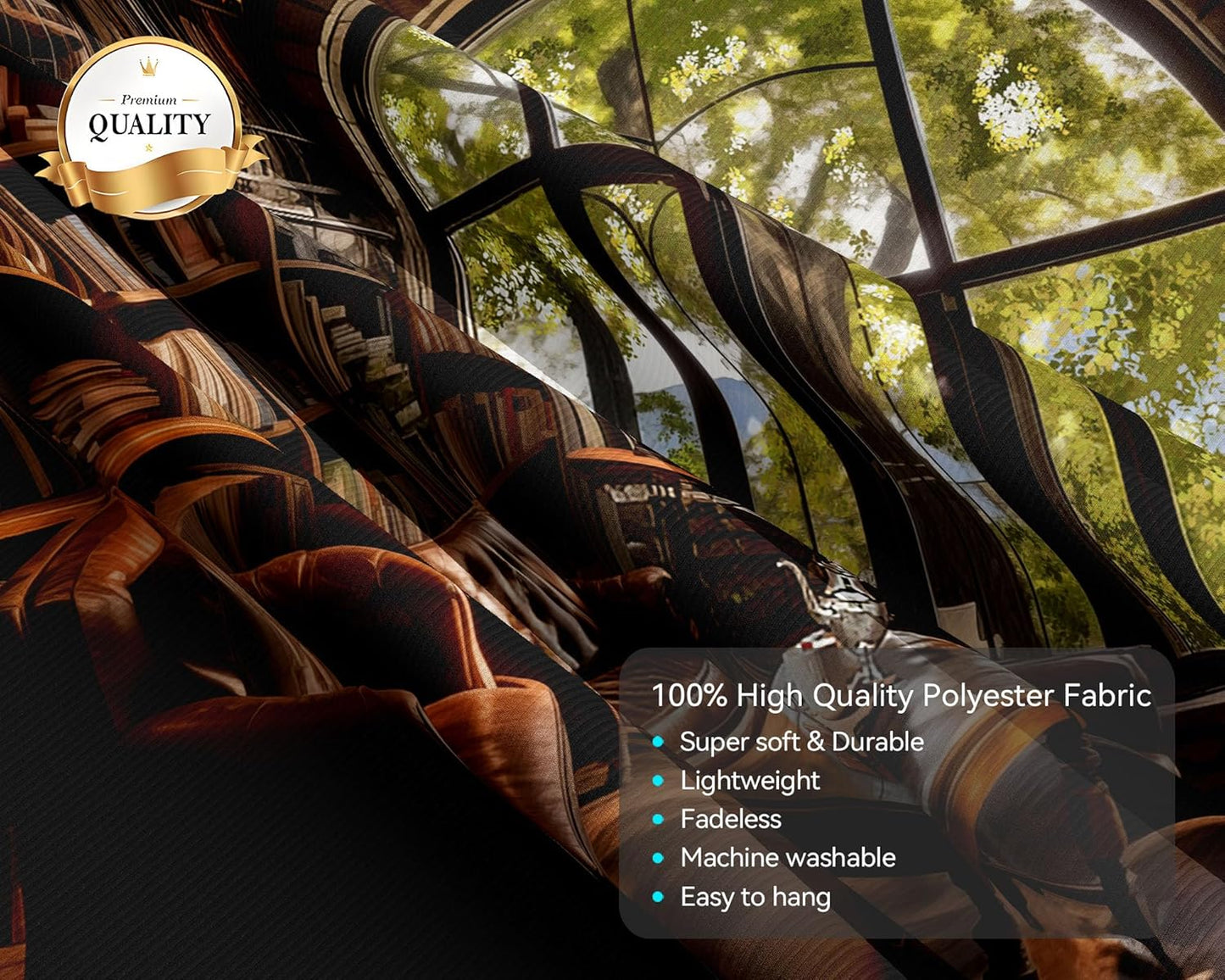 dueeia Book Library Tapestry Wall Hanging Medieval Bookshelf Vintage Window Bookcase Backdrop Wall Decor for Bedroom Aesthetic Living Room Office (90.6"x70.9")