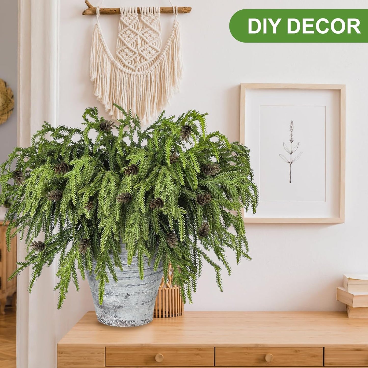 Artgar 30 Pcs Pine Branches - 18 Inch Artificial Green Pine Stem - Real Touch Christmas Greenery Pines Branches for DIY Flower Arrangement Home Indoor Christmas Decor