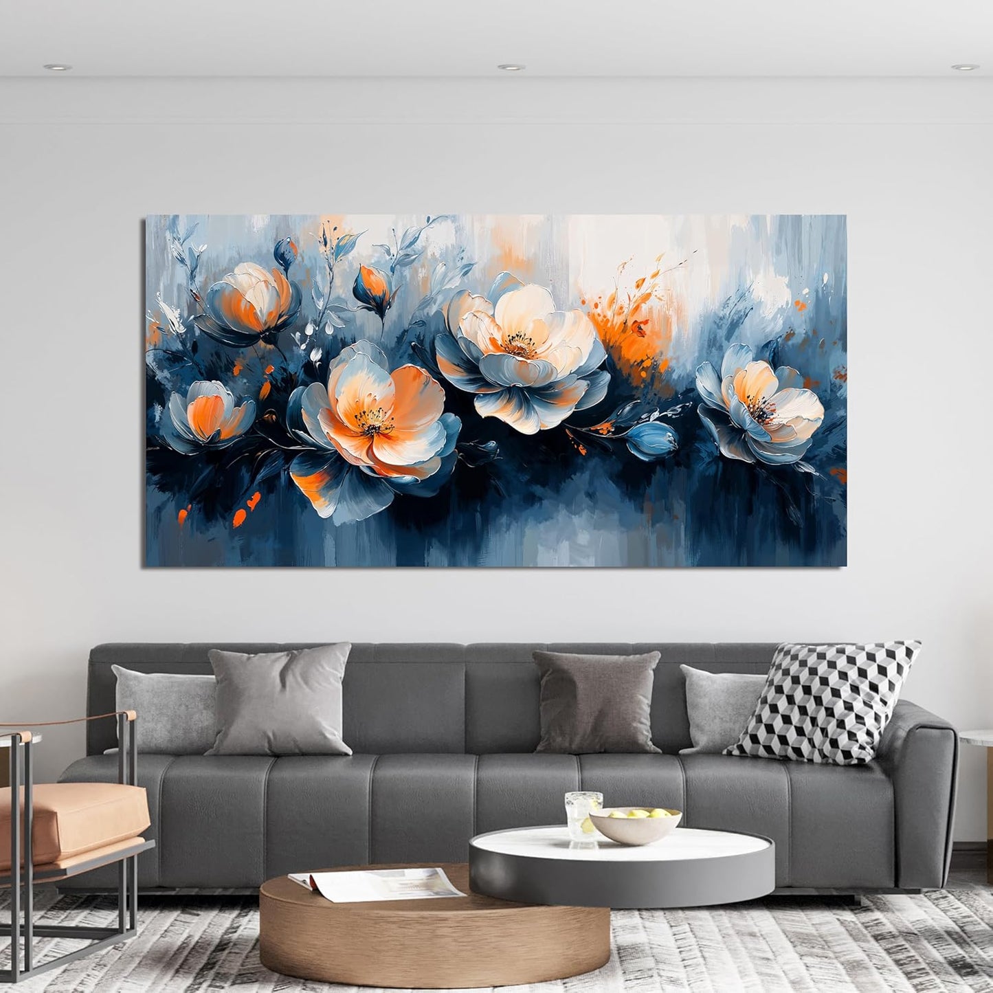 KUPTEU Canvas Wall Art Decor Wall Art Pictures for Living Room Artwork for Walls Large White Flowers Wall Art Prints Canvas Art Wall Decor Vintage Botanical Wall Art Bedroom Home Decor 24" X 48"