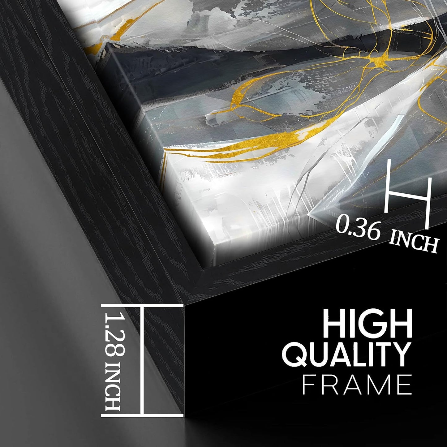 Ouzzlie Abstract Wall Art Grey Wall Decor for Living Room Large Canvas Art Picture Gold Artwork 29" x 59"