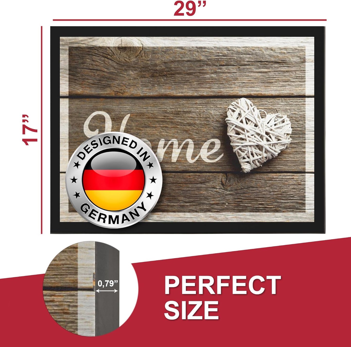 Floor Mat - for Indoor and Outdoor Use - Doormat - Non-Slip - Front Door Shoe Scraper - Size: 17x29