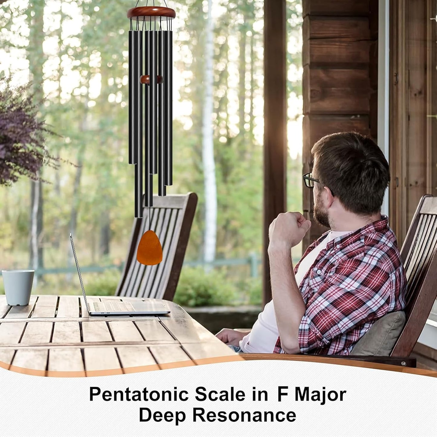 Wind Chimes for Outside Deep Tone, 50 inch Large Wind Chimes, 6 Heavy Duty Tubes Aluminium Metal Extra Large Wind Chime, Decoration for Garden, Patio, Yard, Gift for Mother's Day(Waterdrop)