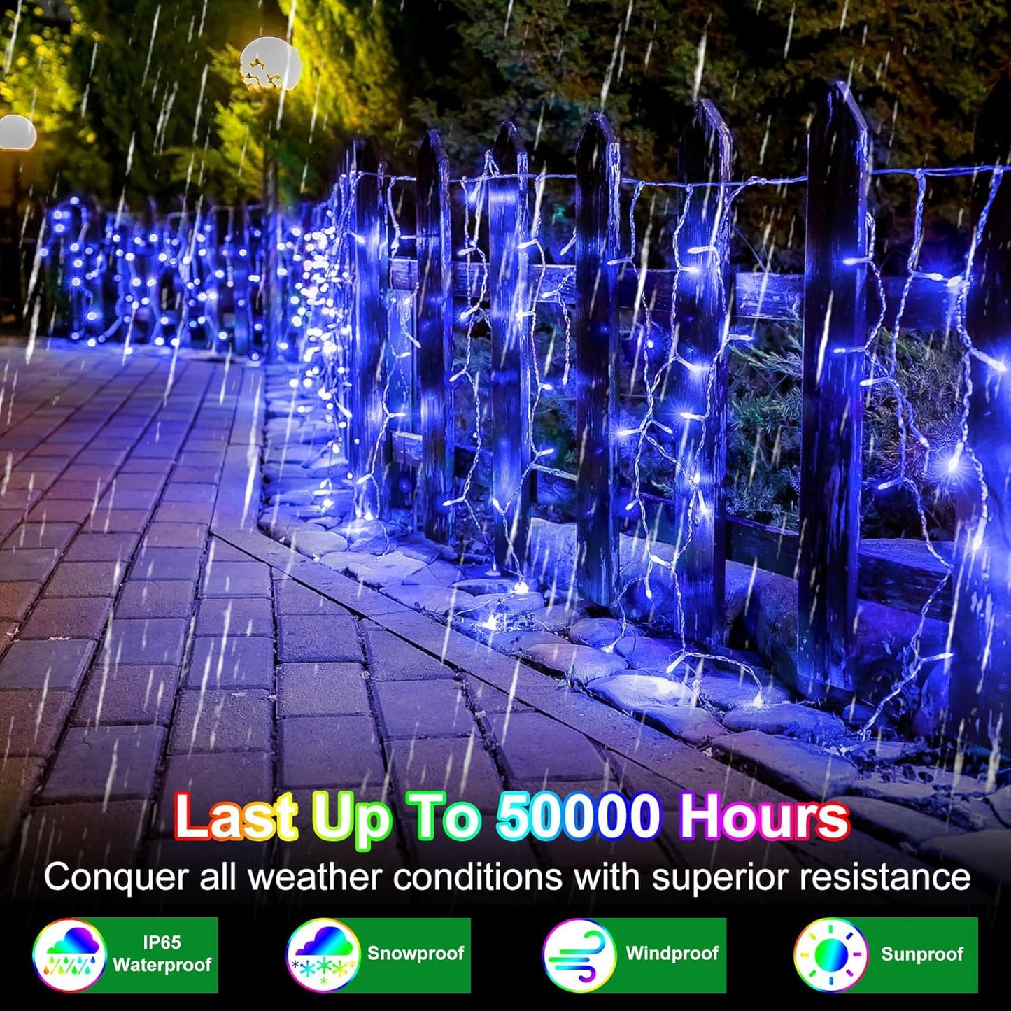 1620 LED Christma Lights with 360 Drops, 164ft Outdoor Hanging lights with 8 Modes & Timer Memory, Outsite Waterproof Curtain String Lights for Front House Fence Tree Holiday Decorations Blue