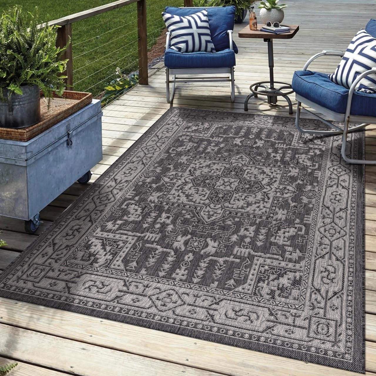 Keen Home Design Terrace Outdoor Area Rug - 12x15 Washable Indoor/Outdoor Rug for Patio, Kitchen, Balcony, Beach, Garden, Deck and Porch, Size: 12'x15'
