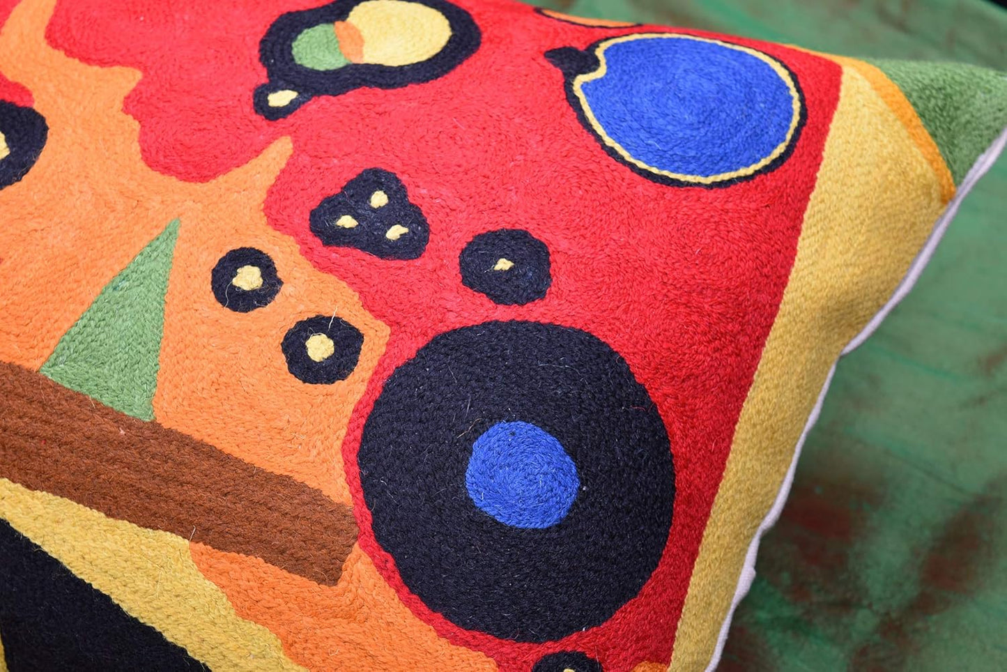 Lumbar Kandinsky Red Pillow Cover | Heavy Red Space Modern Throw Pillows Chair Cushion | Red Contemporary Pillow | Red Farmhouse Pillows | Modern Couch Pillow | Handmade Wool Size 14x20