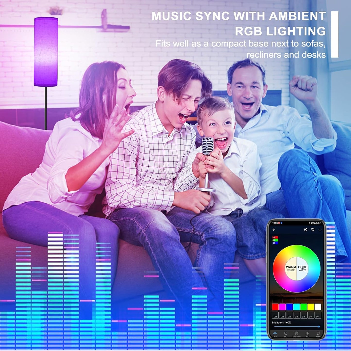 FRIDEKO HOME Floor Lamps for Living Room, Dimmable 3 Colors Temperature, Modern Corner Floor Lamp with Remote, Tall Standing Lamps for Kid Room Bedroom, Foot Switch, Beige Shade, 9W RGB LED Bulb