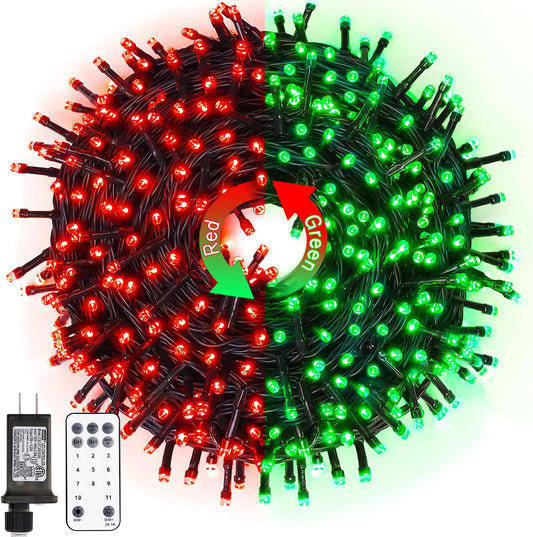 JMEXSUSS 200 LED Halloween Lights Outdoor, 66ft Red and Green String Lights with Remote, Connectable Waterproof Color Changing Christmas Lights for Party Yard Christmas Halloween Decor