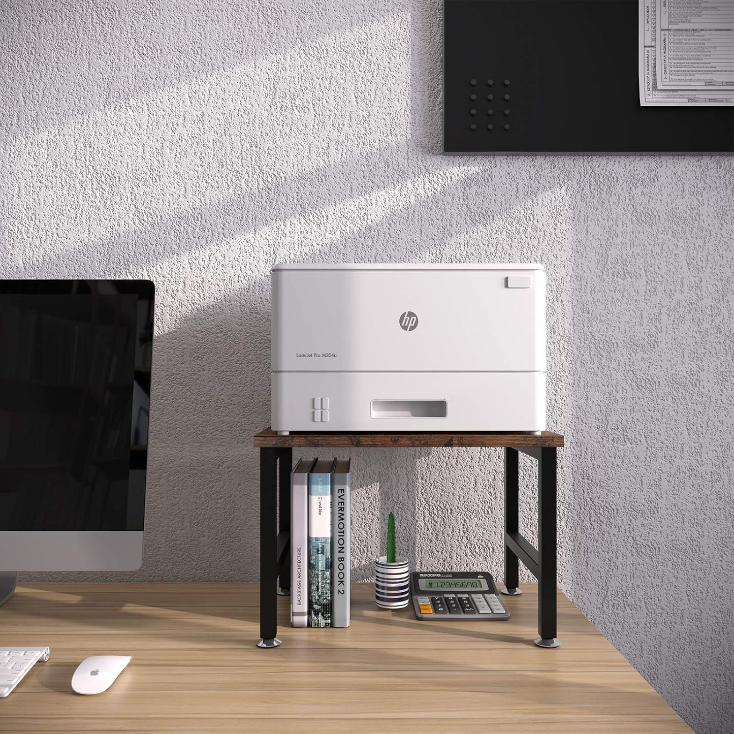 OROPY Vintage Printer Stand Holder - Multi-Purpose Desktop Shelf Storage Organizer for Printers, Fax Machine, Scanner, Office Supplies with Adjustable Anti-Skid Feet