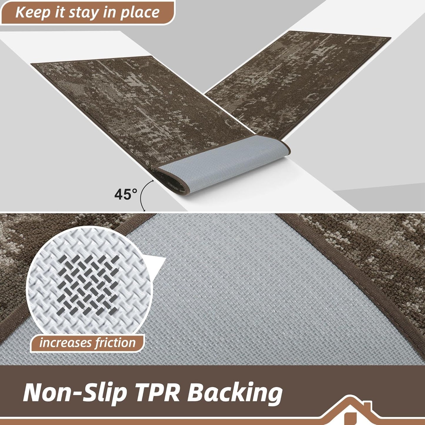 BEQHAUSE Dirt Trapper Door Mat 24"x36" Non-Slip Door Mats Washable Entryway Rugs Stain Resistant Doormat Absorbent Welcome Floor Mat for Front Back Door, Muddy Wet Shoes & Paws,Brown