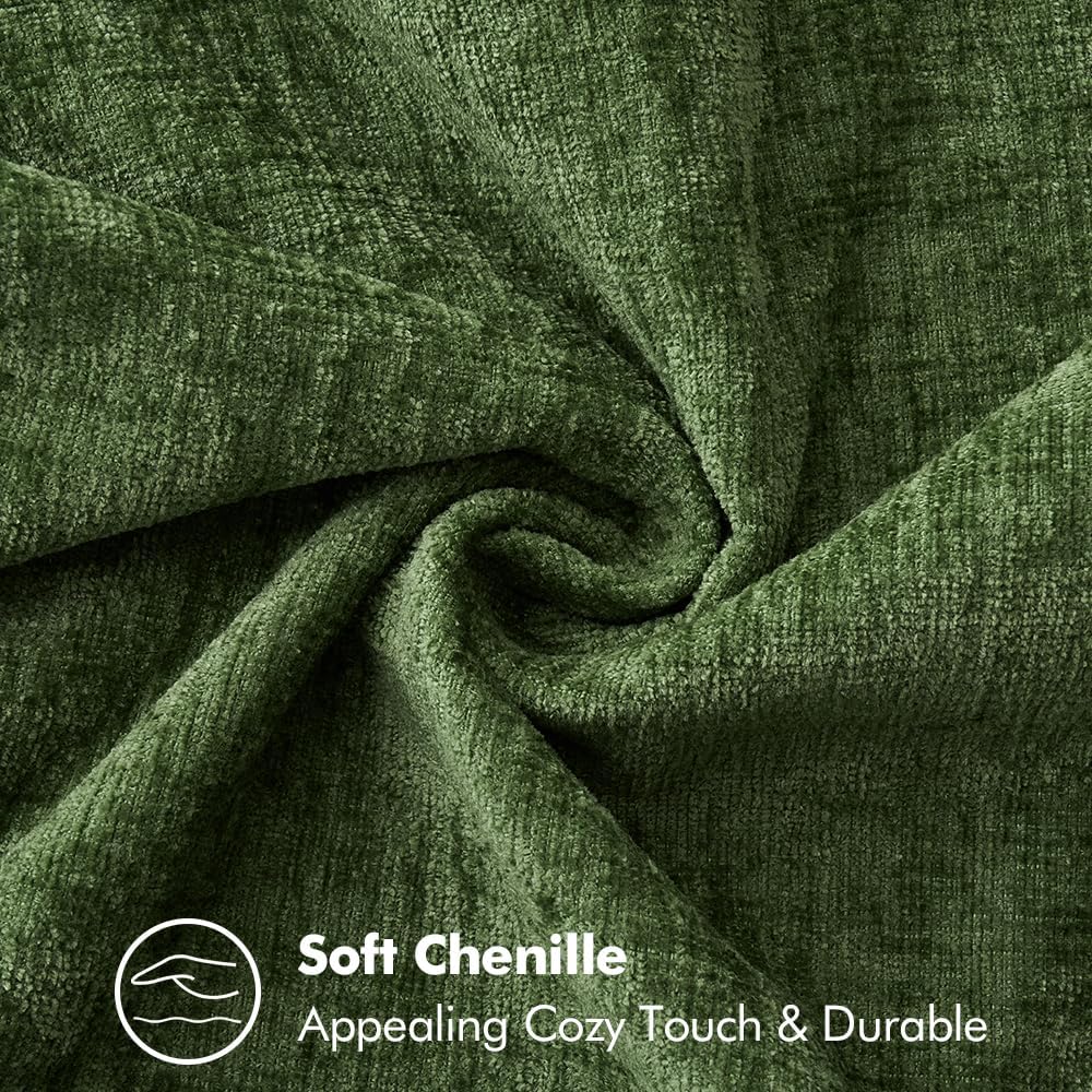 MIULEE Pack of 2 Fall Couch Pillow Covers 18x18 Inch Moss Green Farmhouse Decorative Throw Pillow Covers with Stitched Edge Soft Chenille Solid Dyed Pillow Covers for Sofa Bed Living Room