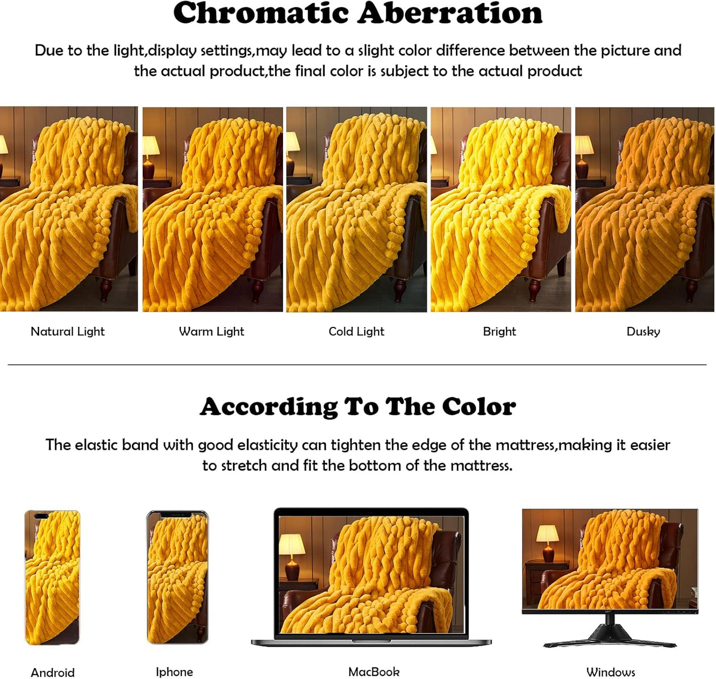 NEWCOSPLAY Faux Fur Twin Blanket Mustard Yellow 3D Ribbed Plush Thick Warm Blanket for Couch Sofa Bed 850GSM (Mustard Yellow Ribbed, Twin(60"x80"))