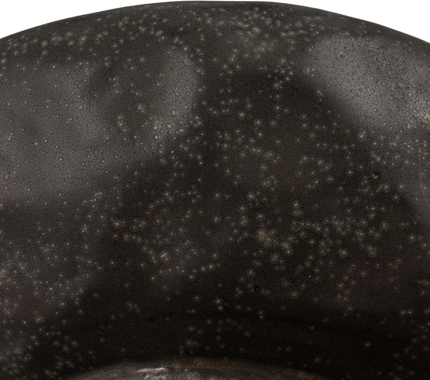 Creative Co-Op Stoneware Footed Pedestal/Bowl with Handles, Reactive Glaze, Black