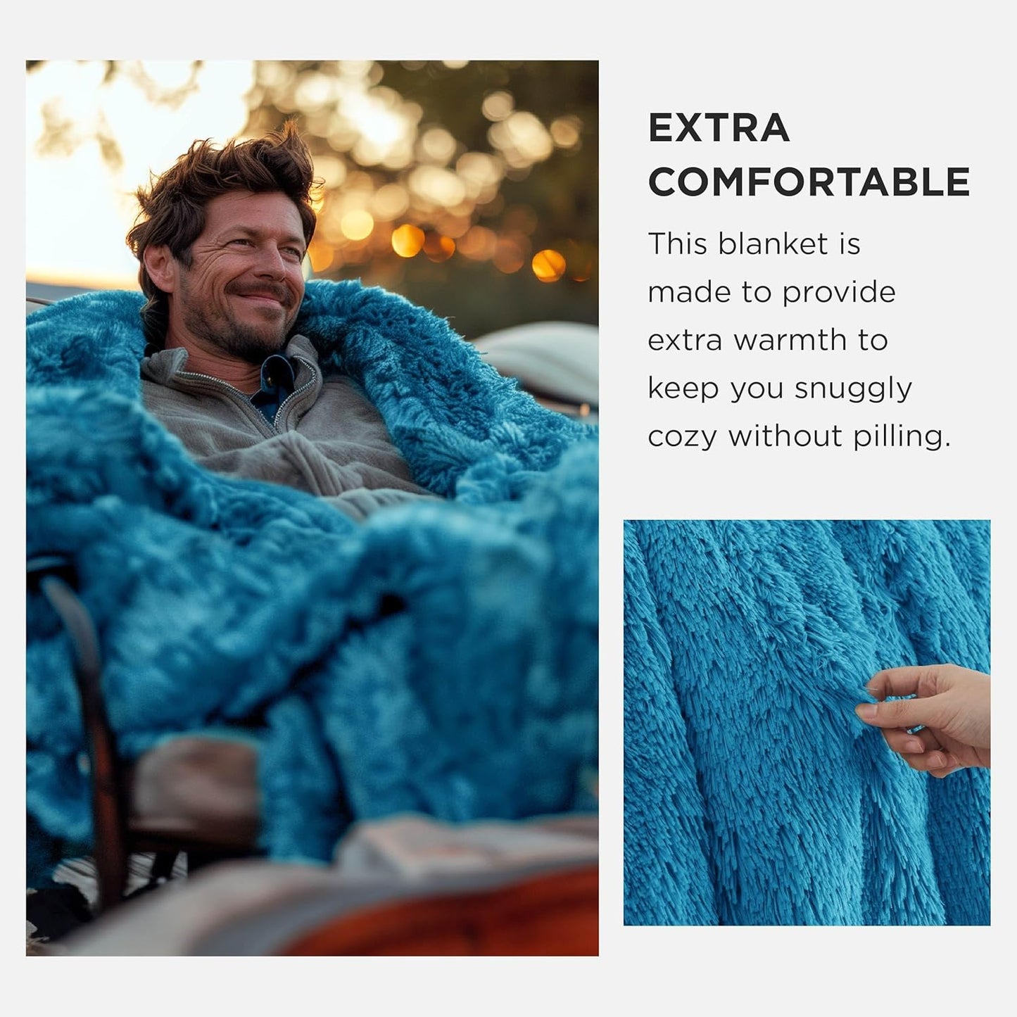 Bedsure GentleSoft Fuzzy Sherpa Faux Fur Twin Blanket Bright Blue Cozy Gifts for Women Men, Soft Fleece Plush Warm Minky Thick Blanket Twin Size for Bed, Blue Room Decor Dorm Essentials Gifts, 60x80