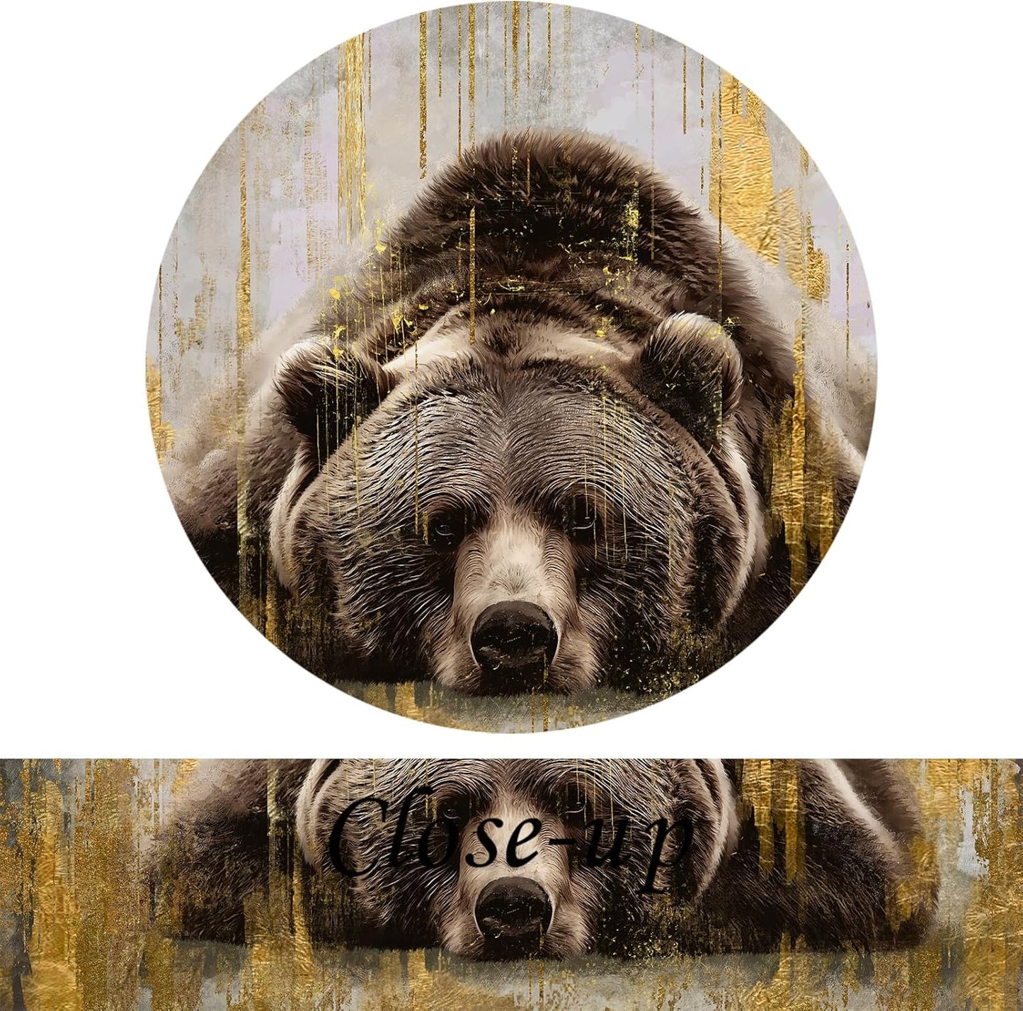 KREATIVE ARTS Bear Sleep Pictures Wall Decor Brown Animal Canvas Wall Art Modern Rustic Woodland Wildlife Print Vintage Framed Artwork for Living Room Bedroom Cabin 32 x 24 Inch