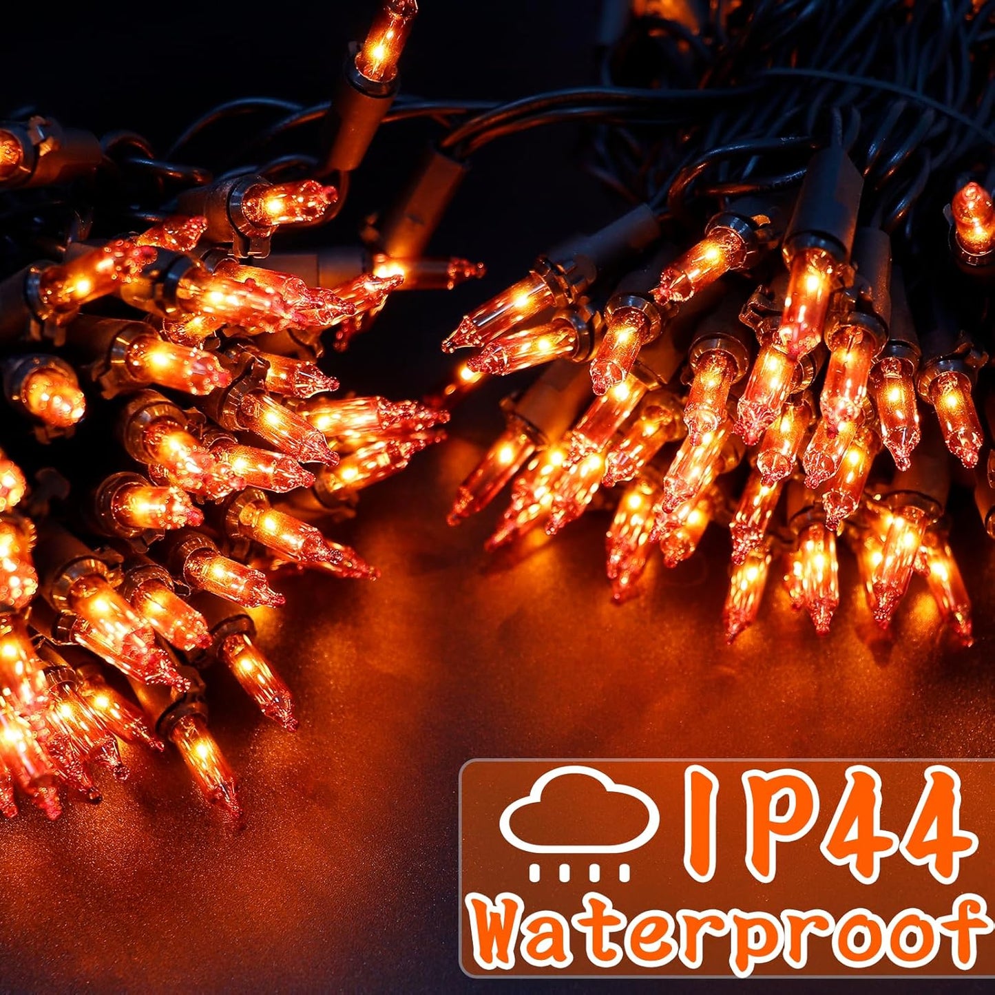 Halloween Lights Orange Lights, 50FT 200 Count Incandescent Connectable Fall Light, 120V UL Listed Waterproof Halloween Decorations for Autumn Indoor Outdoor Party Home Garden Yard Decor