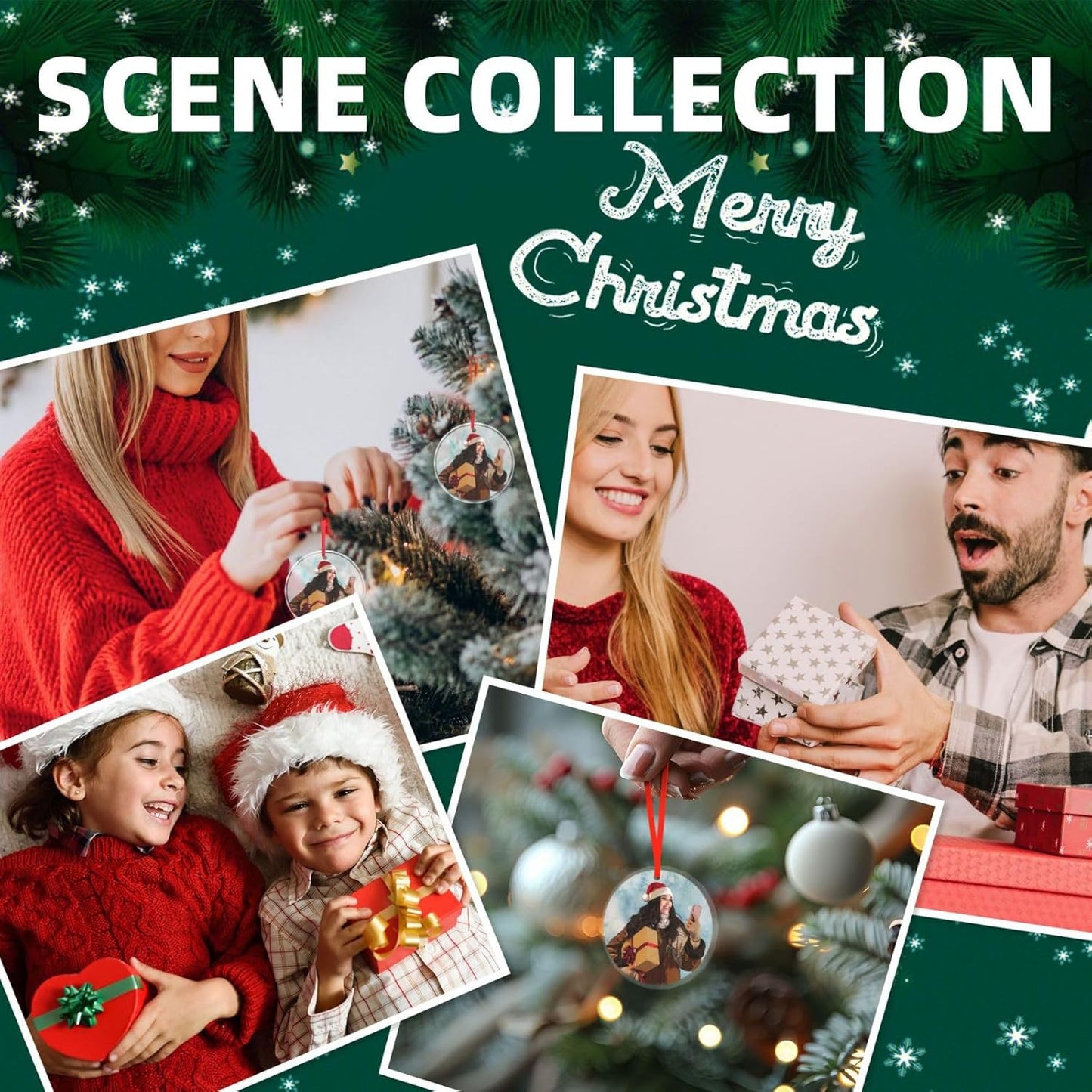 Personalized Christmas Ornaments, Custom Glass Ornament with Photo,Customized Christmas Tree Decor Gifts for Pet, Dad, Mom, Him, Her,Snowman