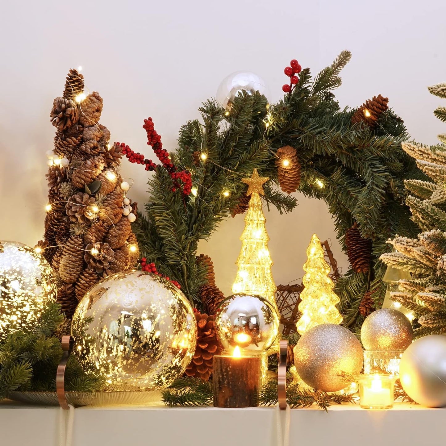 XmasExp Large Christmas Ball Ornaments,2pcs Silver Giant Shatterproof Plastic Hanging Mercury Xmas Ball Decorations Christmas Tree Ornaments (Silver, 6")