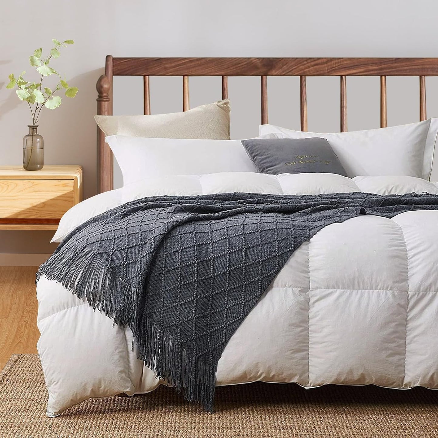 inhand Knit Graphite Grey Throw Blanket for Couch, Soft Living Room Home Decor Knitted Twin Size Blanket, Outdoor Lightweight Breathable Summer Blanket, Farmhouse Warm Woven Decorative, 60"x80"