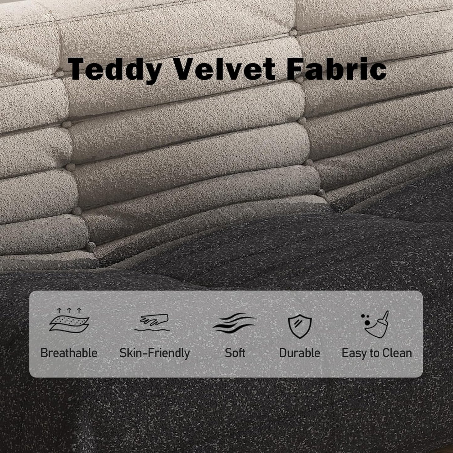 Bean Bag Chair, Loveseat Fireside Chair Bean Bag Sofa Large Bean Bag Chair for Adults, 2 Seater Bean Bag Chairs for Teens with High Density Comfortable Foam, Bean Bag for Living Room (Black&White)