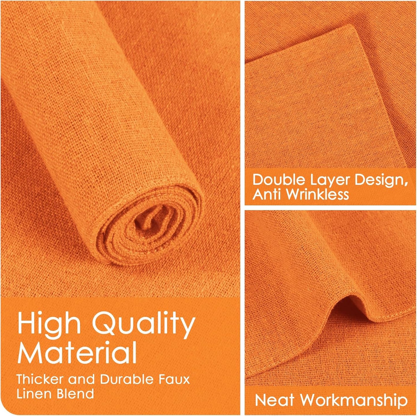 MANSPHIL Orange Cloth Placemats Set of 4, Washable Thick Faux Linen Place Mats Heat Resistant Double Layer Table Mats for Dining Kitchen, 13x19 Inch