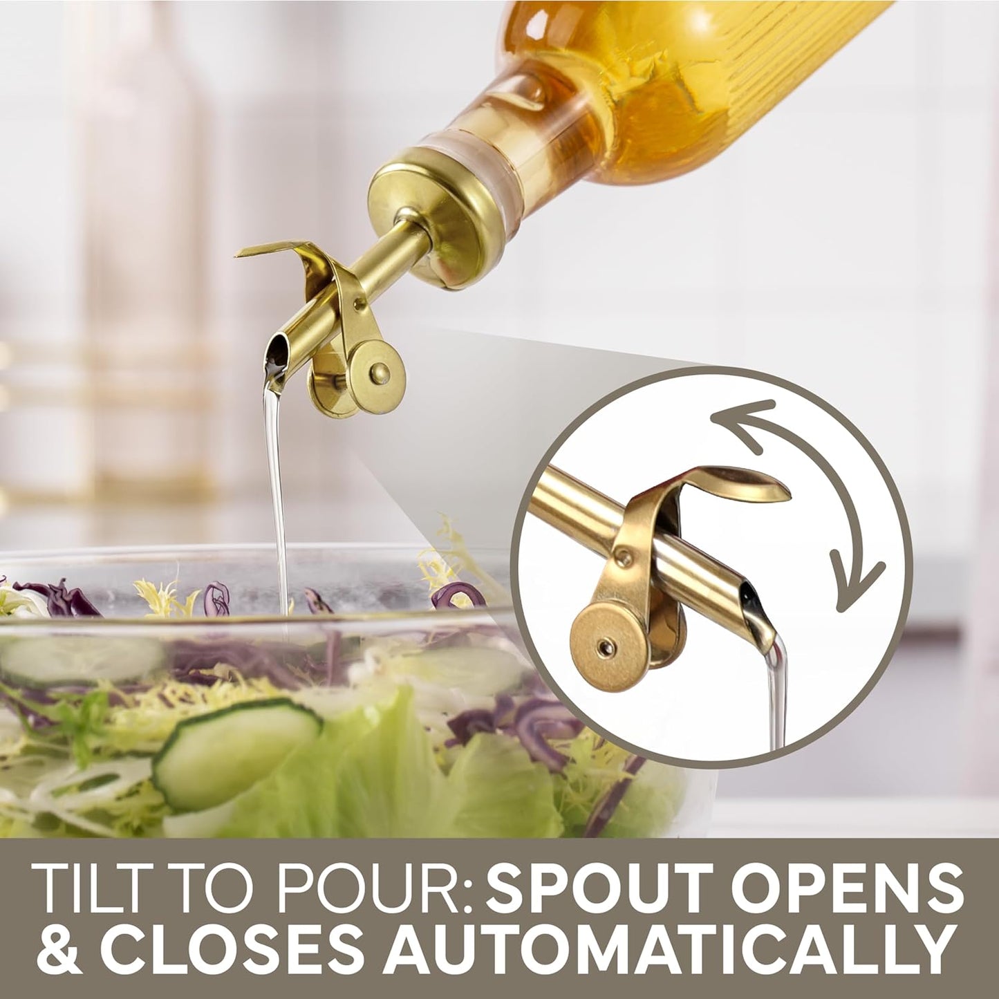 COOK WITH COLOR Glass Olive Oil Bottle Dispenser - 2 Pack- 17oz Oil and Vinegar Cruet - Olive Oil Carafe Decanter for Kitchen