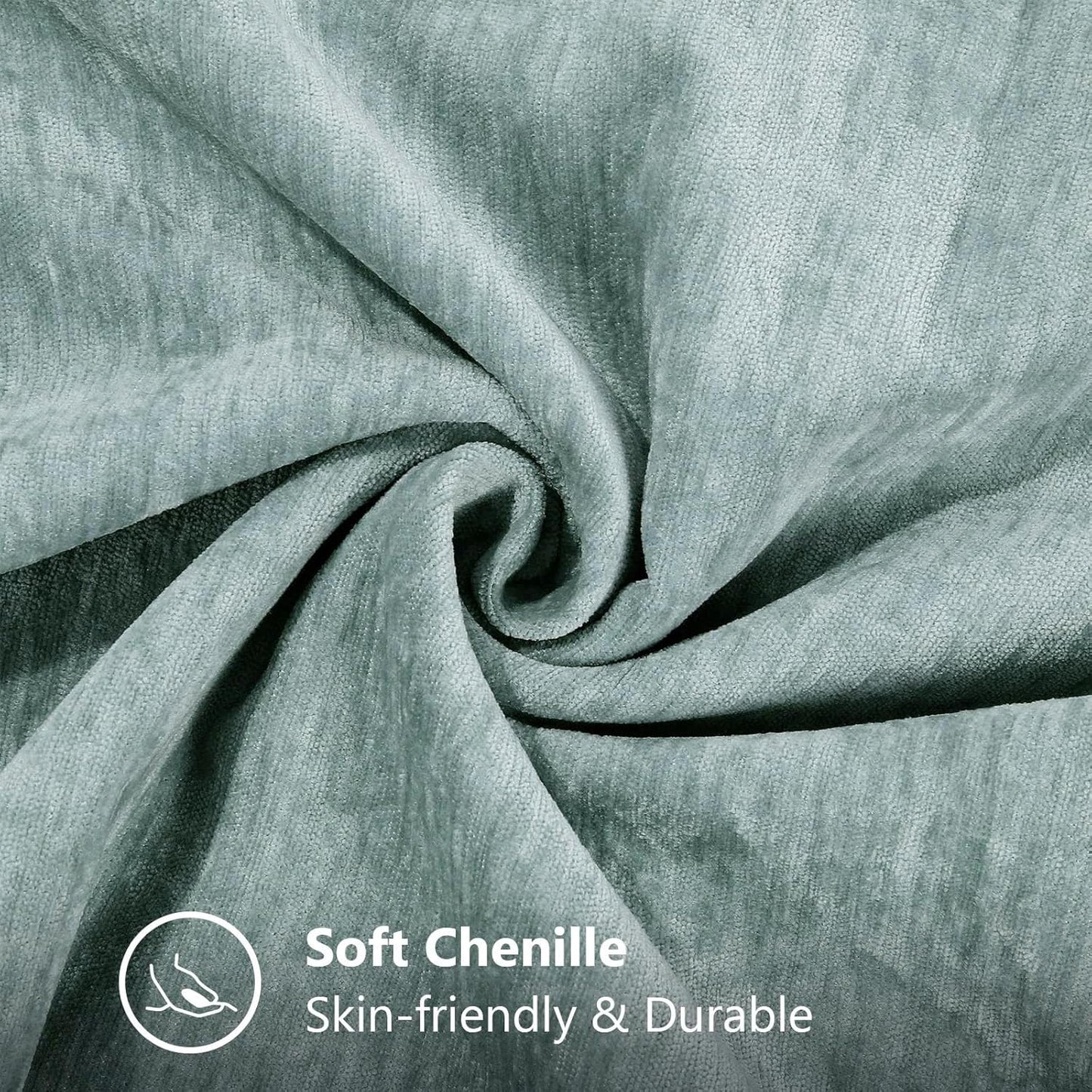 decorUhome Chenille Soft Throw Pillow Covers 18x18 Set of 2, Farmhouse Velvet Neutral Decorative Euro Pillow Covers with Stitched Edge for Couch Sofa Bed Home Decor, Aqua Haze