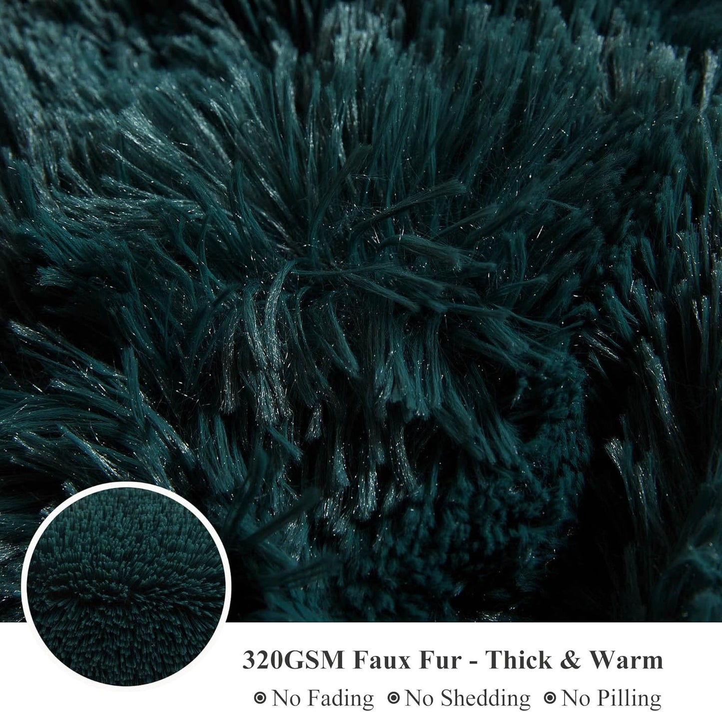 XeGe Luxury Faux Fur Throw Blanket, Deep Green Soft 50x60 Fluffy Blanket Throw, Shaggy Plush Decorative Couch Blanket, Cute Furry Throw Fuzzy Office Lap Blanket for Bedroom Living Room Dark Green
