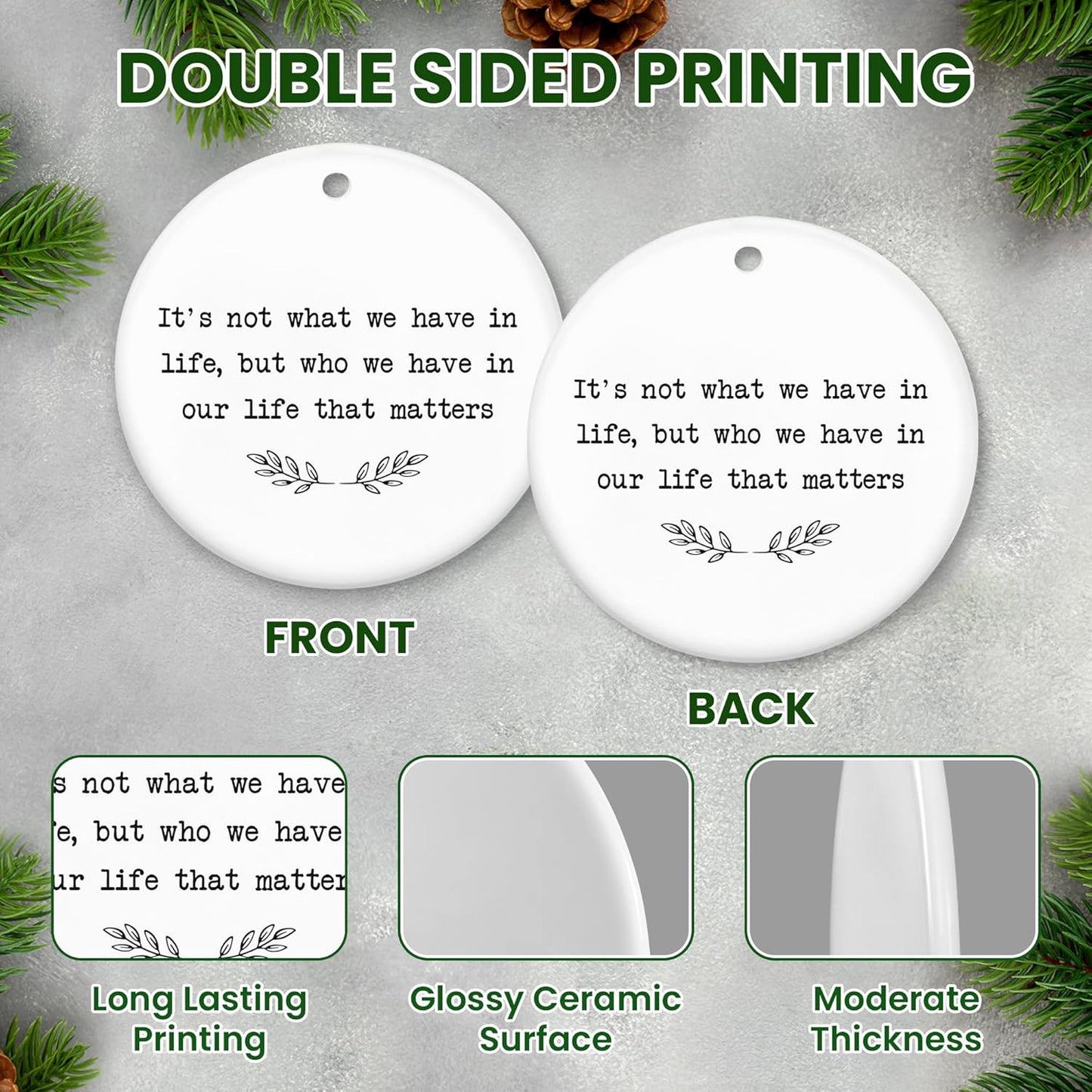 TEEZWONDER Inspirational Gifts for Women Men - Ceramic Christmas Ornaments 2025 for Tree Decorations - Mom Dad Gifts for Sister Brother Grandma Grandpa, Friend Gift Ideas