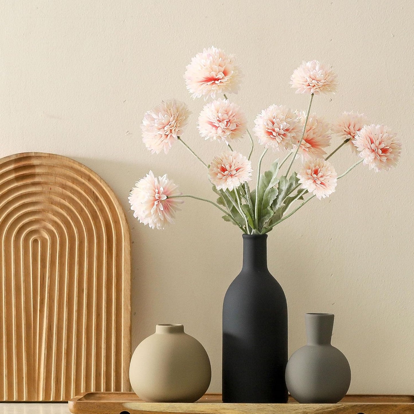 Ceramic Vase Set of 3, Flower Decorative Vases Home Decor Boho Neutral Modern Pottery Pampas Vases for Centerpiece Bouquet Table Mantel Entryway Bookshelf Living Room Bedroom Bathroom Kitchen