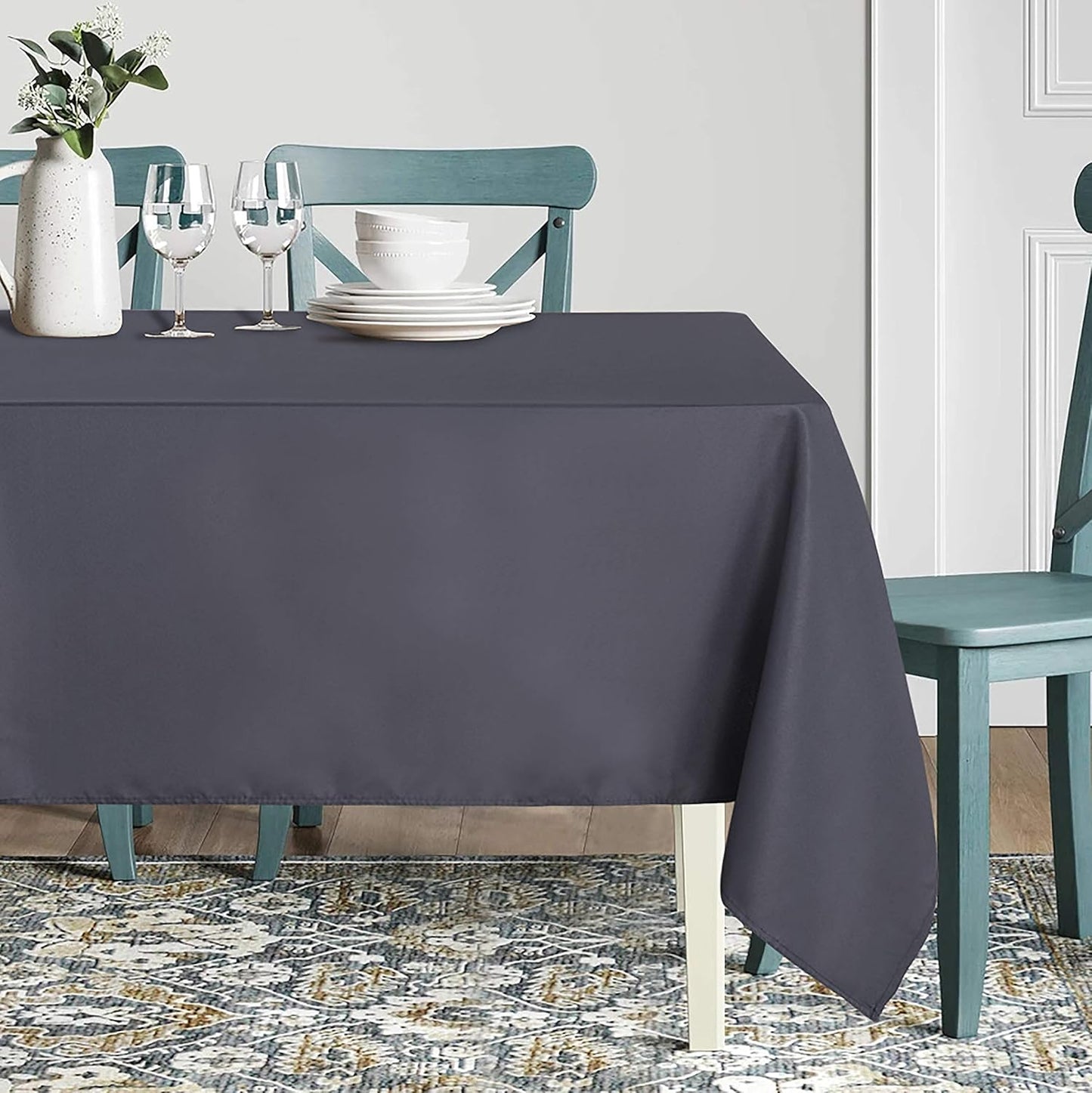 sancua Square Tablecloth - 54 x 54 Inch - Stain and Wrinkle Resistant Washable Polyester Table Cloth, Decorative Fabric Table Cover for Dining Tables, Buffet Parties and Camping, Grey