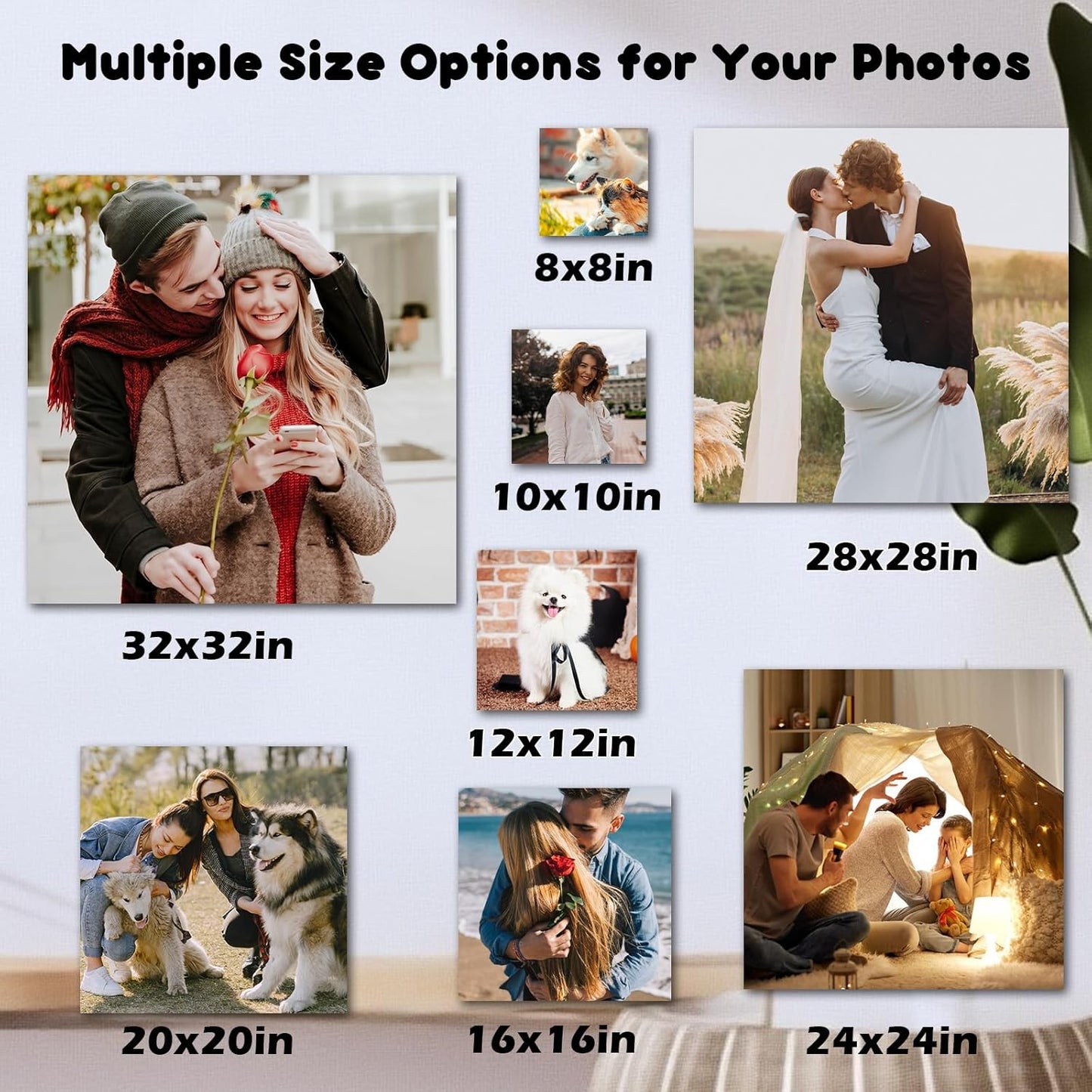 Customized Canvas Prints With Your Photos, Personalized Custom Canvas Wall Art, Custom Wall Art For Bedroom Unique Gift For Christmas Valentine'S Day Wedding Housewarming For Mom Women And Men 28×28