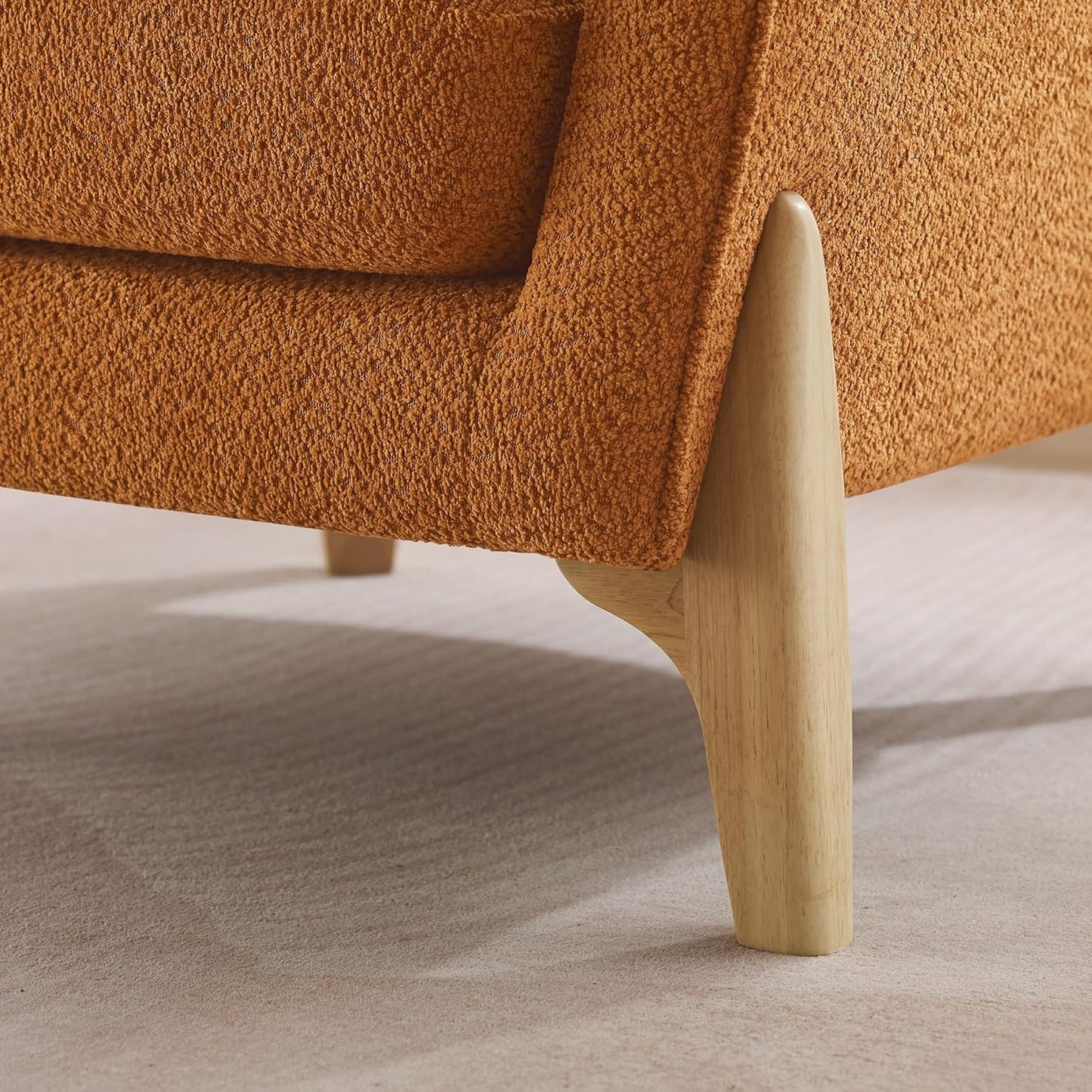 Accent Chair 31" Oversized Reading Chair Comfy Upholstered Boucle Lounge Armchair, Modern Living Room Chair with Back Pillow,Single Sofa Chair for Bedroom, Office (Curry)