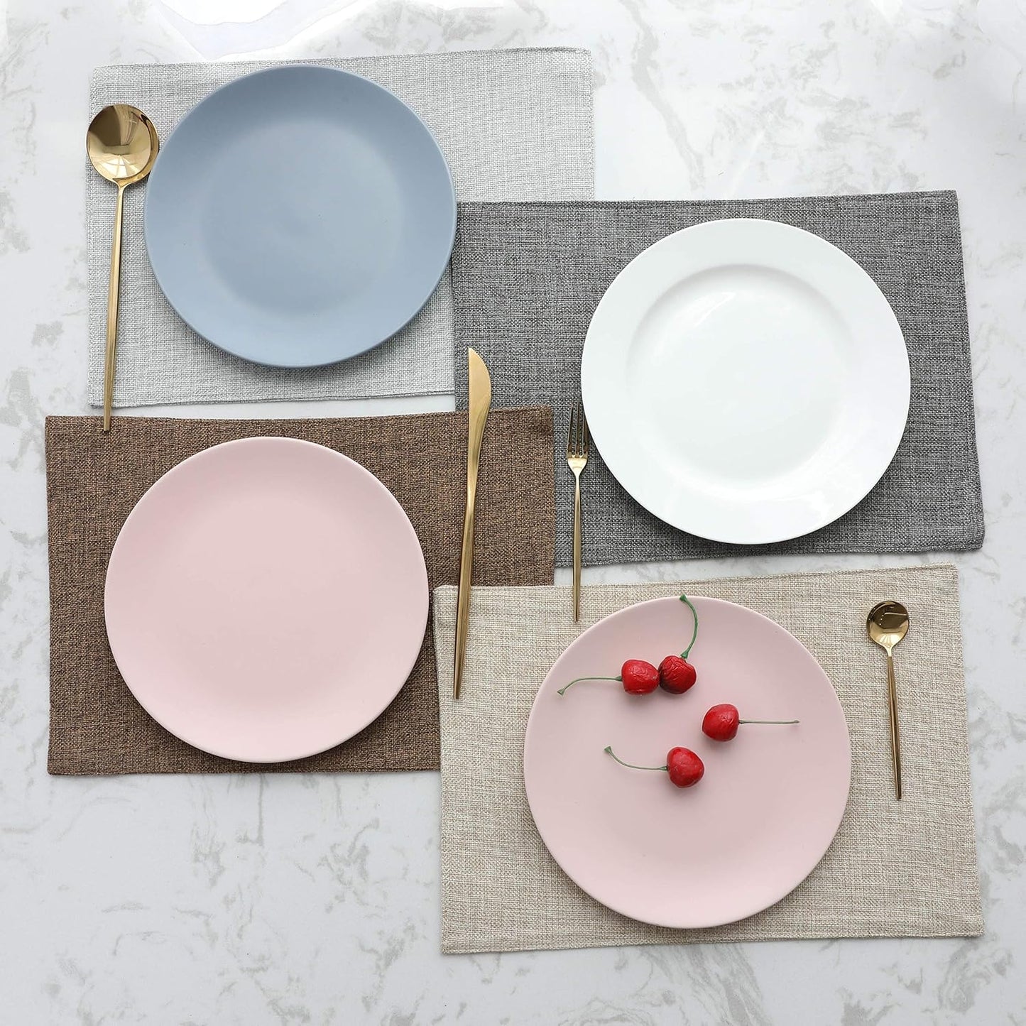 Home Brilliant Table Place Mats Fabric Cloth Placemats Set of 4 Heat Resistant Dining Linen Place Mats Kitchen, Dark Grey
