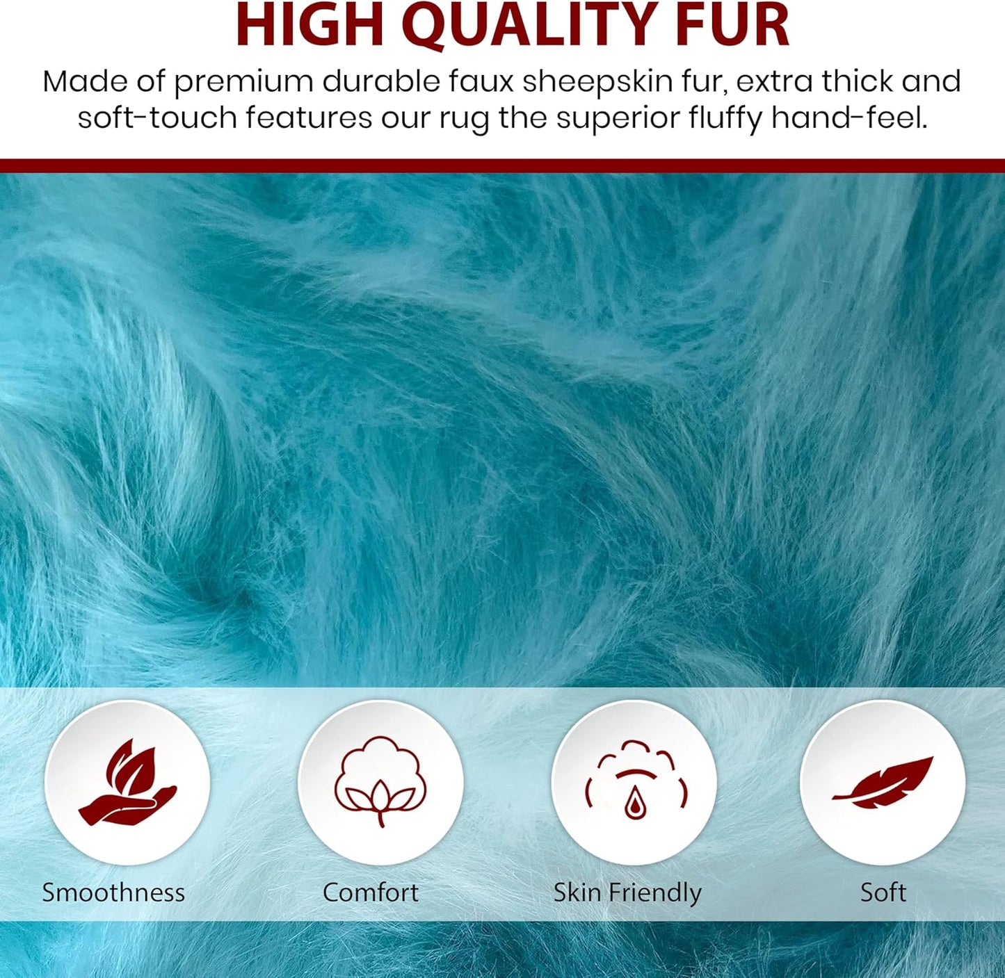 LAMBZY Faux Sheepskin Super Soft Hypoallergenic Free Shape Silky Shag Rug, Luxury Shaggy Plush Carpet for Bedrooms Living Kids Room Sofa Rugs (Blue, Duo Decto 12 Pelts 6'x12')