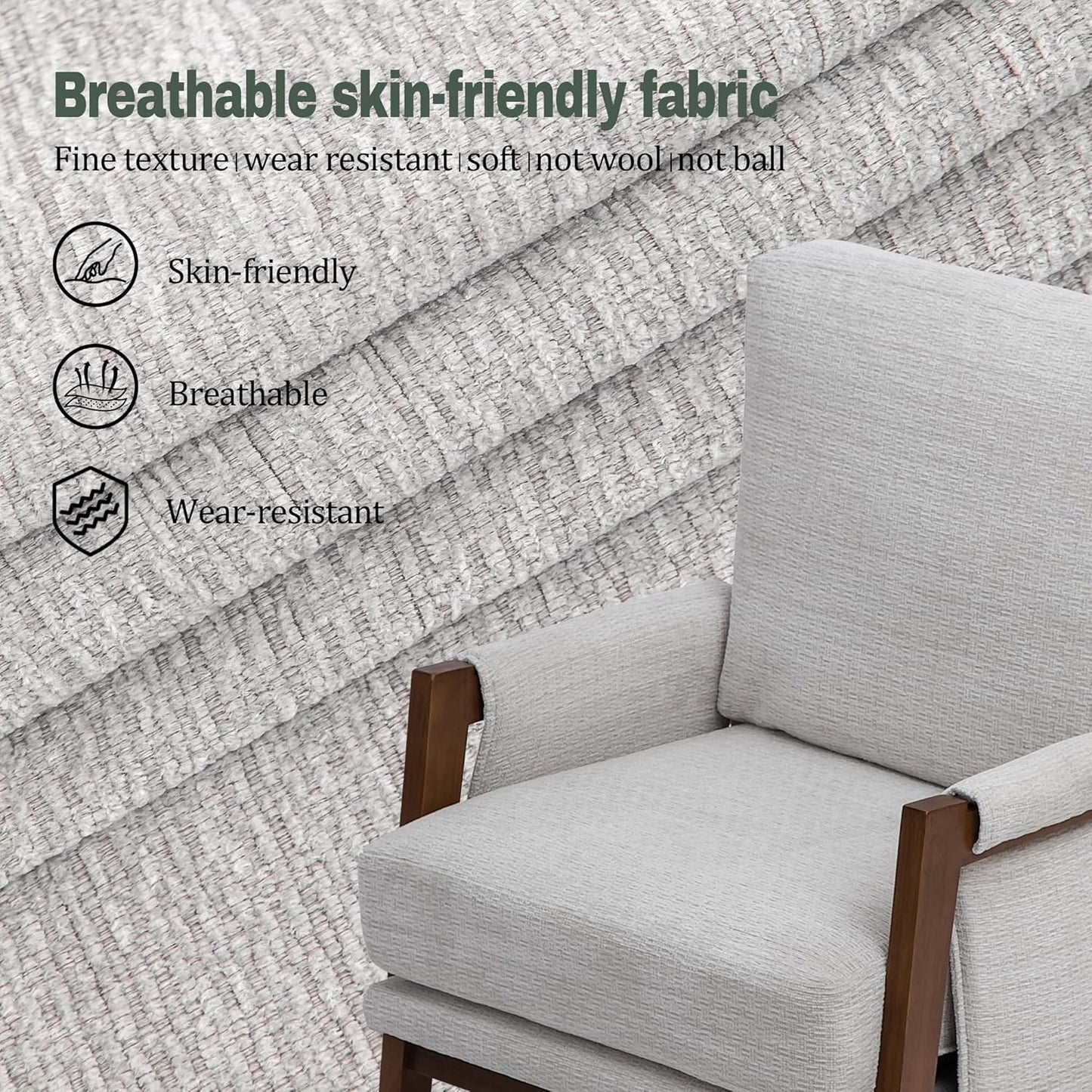 Modern Accent Chairs Set of 2 for Living Room Mid Century Arm Chairs Upholstered Bedroom Chairs Comfy Lounge Chairs with Solid Wood Frame, White