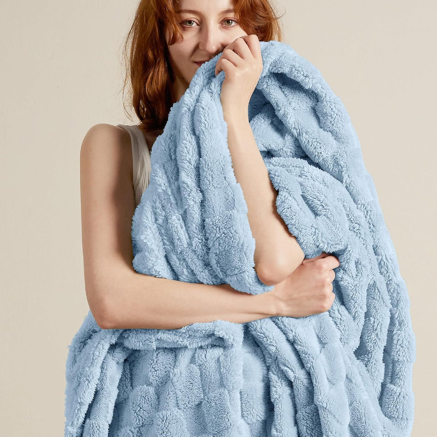 Bedsure GentleSoft King Size Blanket for Bed - Super Soft Cozy Blankets for Women Men Girls, Large Fuzzy Fleece Throw for Bedroom Decor, Light Blue,108x90 Inches