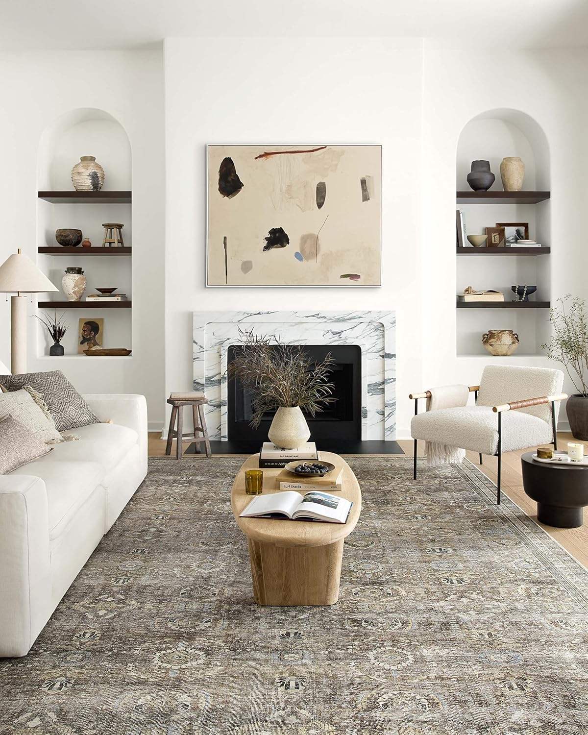 Loloi Layla Collection LAY-13 Antique/Moss 2'-3" x 3'-9" .13" Thick Accent Rug, Soft, Durable, Vintage Inspired, Distressed, Low Pile, Non-Shedding, Easy Clean, Printed, Living Room Rug