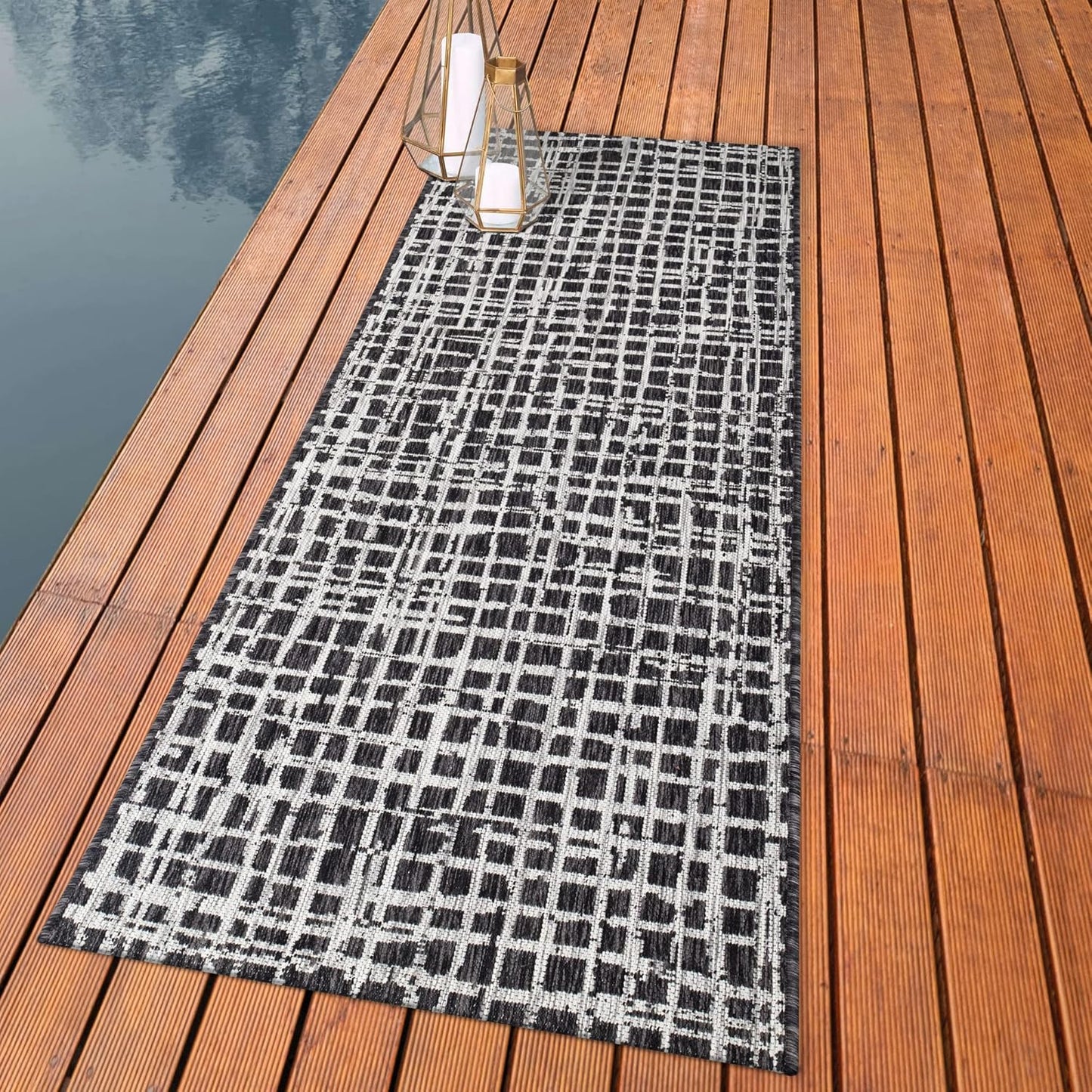 Keen Home Design Outdoor Runner Rug - 2x10 Washable Indoor/Outdoor Rug for Patio, Balcony, Kitchen, Garden, Beach, Deck and Porch. Size: 2'2" x 9'11"