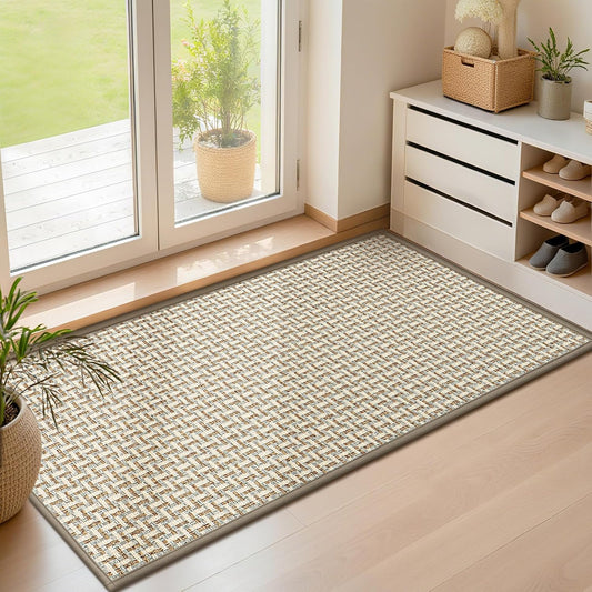 LEKEEPGO Door Mat Indoor Entrance 24"x47", Absorbent Indoor Door Mat Large, Non Slip Rubber Backing Inside Door Mats, Washable Floor Mat, Low-Profile Doormat for Front Door, Entryway, Entrance, Grey