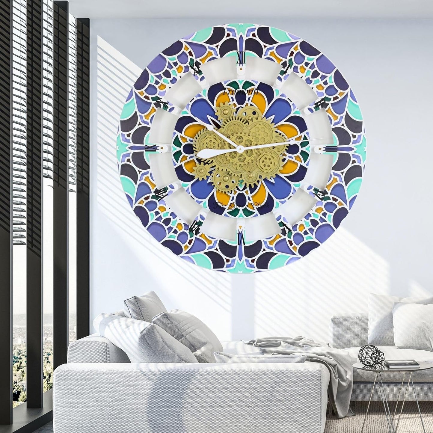 The Gears Clock Wall Clock Italy Collection with Moving Gears (Tramonti, 36 inch Round)
