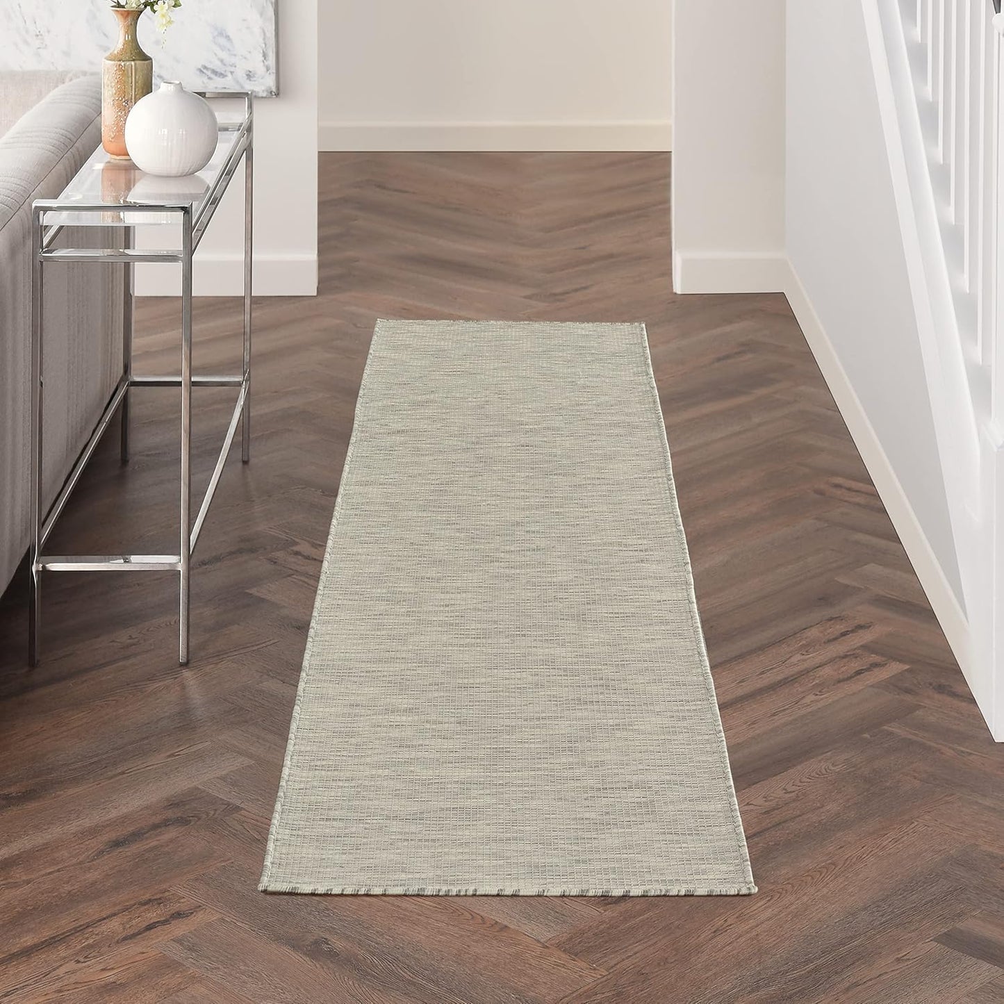 Nourison Positano Light Grey 2' x 6' Area Rug Easy Clean, Non Shedding, Bed Room, Living Room, Dining Room, Kitchen (6' Runner)