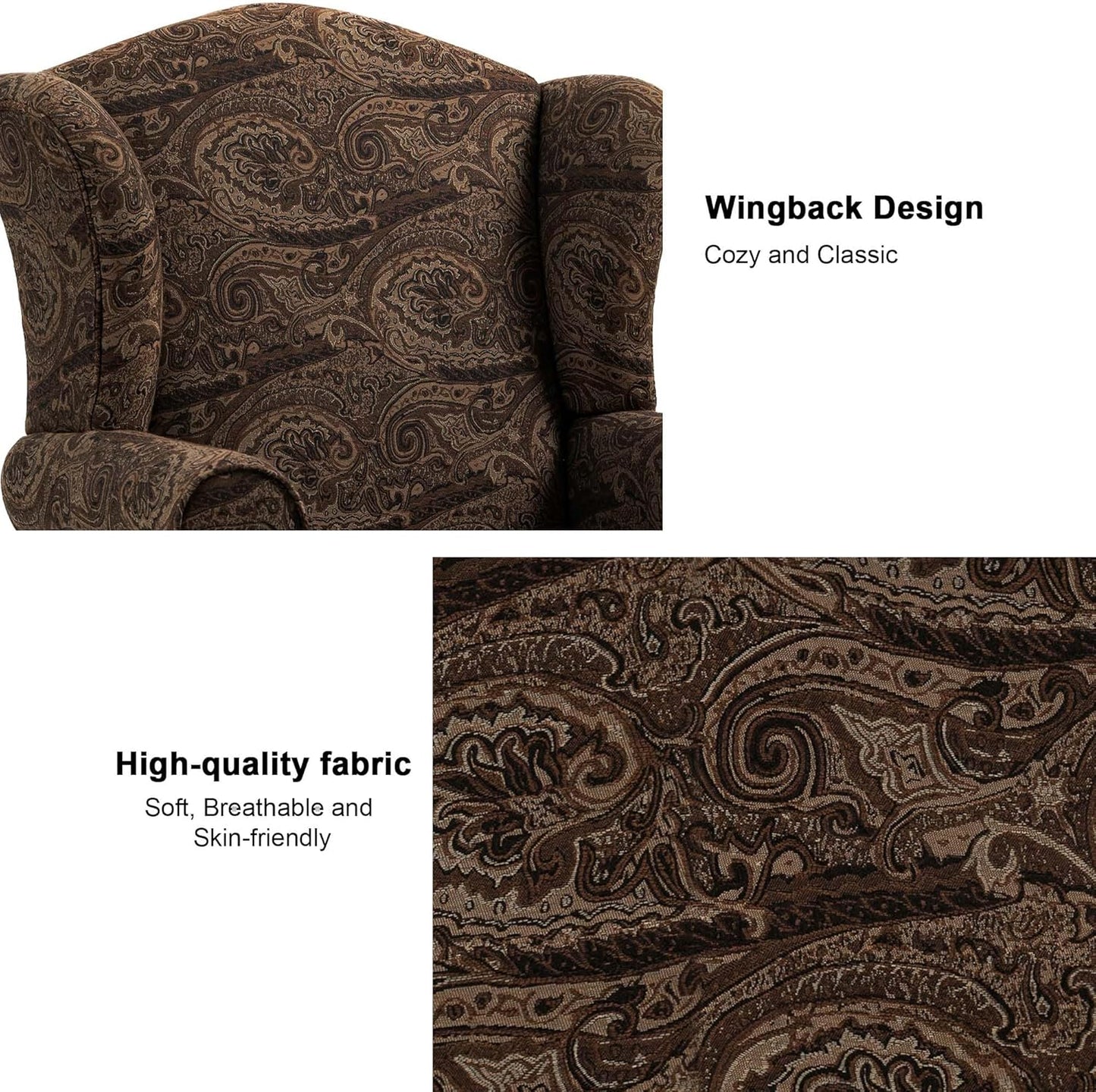 Accent Chair, High Back Upholstered Armchair with High Resilience Sponge & Wood Legs, Mid-Century Modern Comfy Single Sofa Reading Chairs for Living Room, Bedroom (Cranberry, Set of 1)