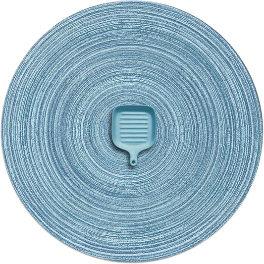 AHHFSMEI Round Braided Placemats Set of 6 Round Table Mats for Dining Tables Natural Woven Heat Resistant Place mats 15 Inch (Sky Blue)