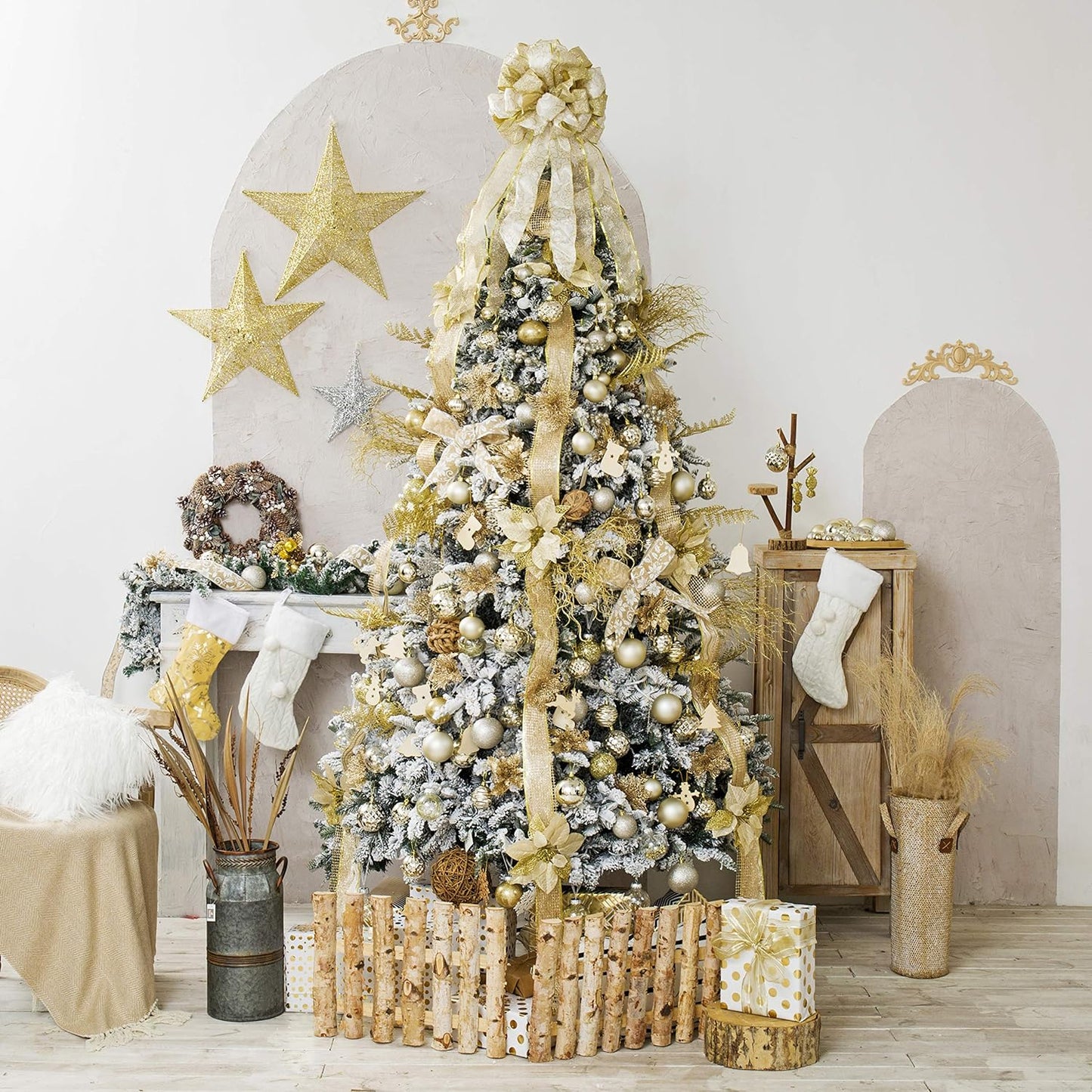 Christmas Ball Ornaments for Christmas Decorations - 41 Pieces Xmas Tree Champagne Gold Shatterproof Ball Ornaments with Hanging Loop for Holiday and Party Decoration