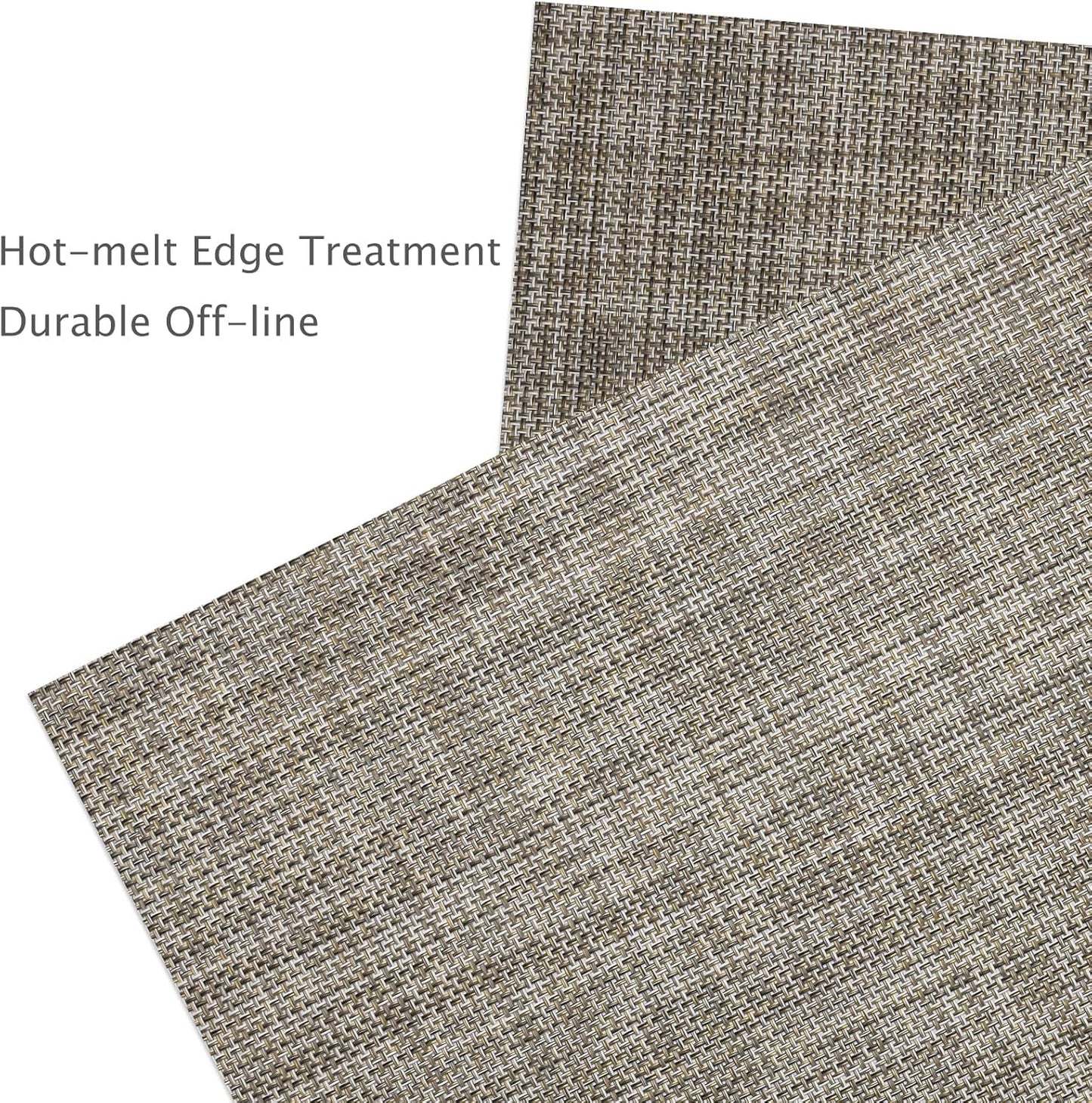 Myir JUN Placemats Set of 6, Vinyl Woven Placemats Place Mats Indoor Washable Table Mats Non-Slip Place mats for Dining Table (Caramel, Set of 6)