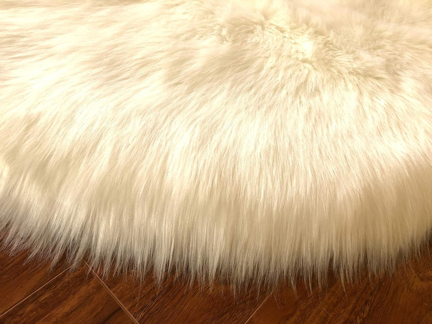 LAMBZY Faux Sheepskin Hypoallergenic Free Shape Shag Rug, Luxury Shaggy Silky Plush Carpet for Bedrooms Living Room Kids Rooms Sofa Floor Rugs (Triple Side by Side 3'x6',90x180cm Cream)