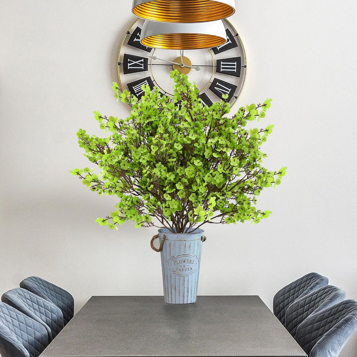 Sggvecsy 10 Pcs Babys Breath Artificial Flowers Gypsophila Bouquets Bulk Real Touch Fake Silk Flowers for Home Wedding DIY Floral Arrangement Kitchen Table Centerpiece Festival Decoration (Green)